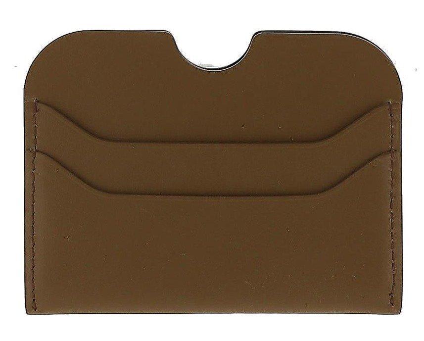 Shop Acne Studios Logo Printed Cut-out Detailed Cardholder In Camel Brown