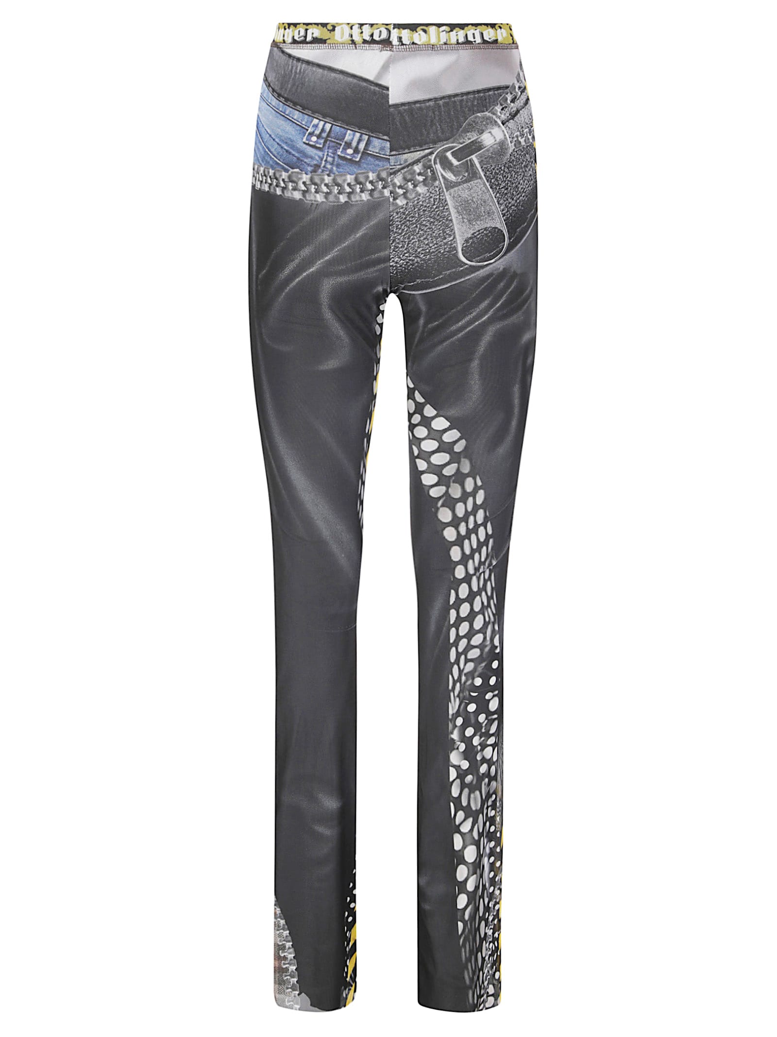 Ottolinger Fitted Mesh Trousers With Abstract Printed Pattern In Gray