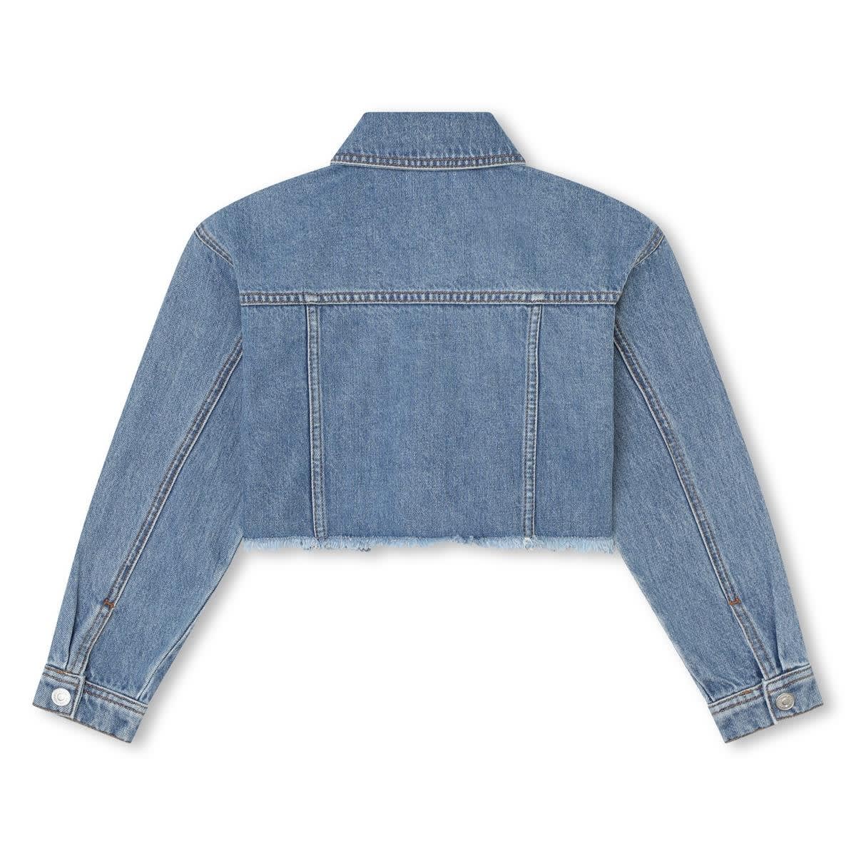 Shop Sonia Rykiel Cropped Denim Jacket In Light Blue