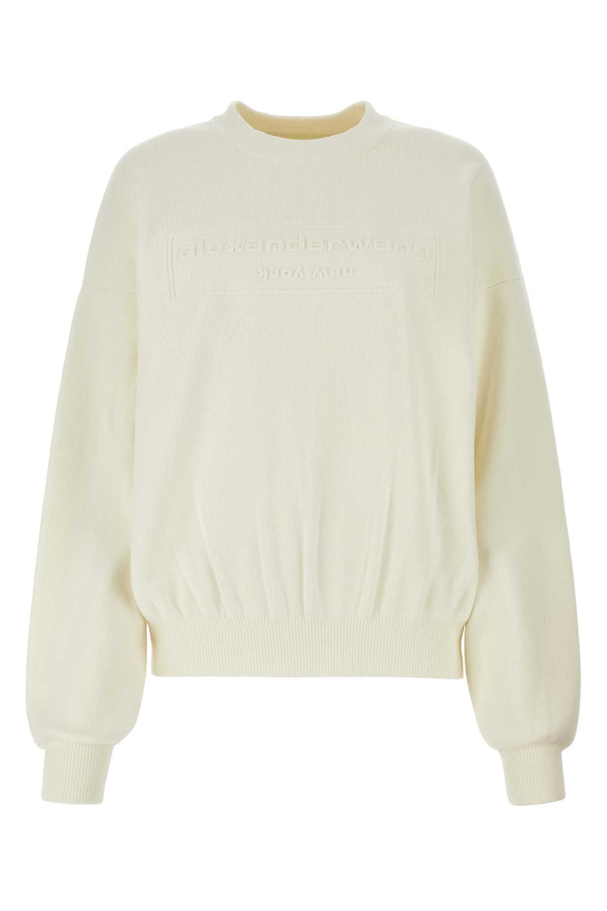 Alexander Wang Ivory Stretch Polyester Blend Sweater In Softwhite