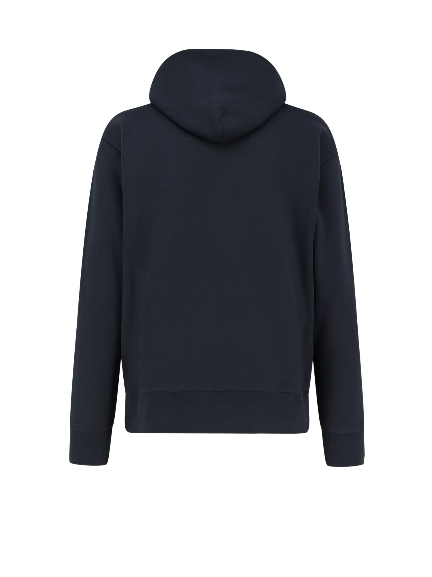 Moncler Grenoble Logo Embroidered Long-sleeved Hoodie In Blue