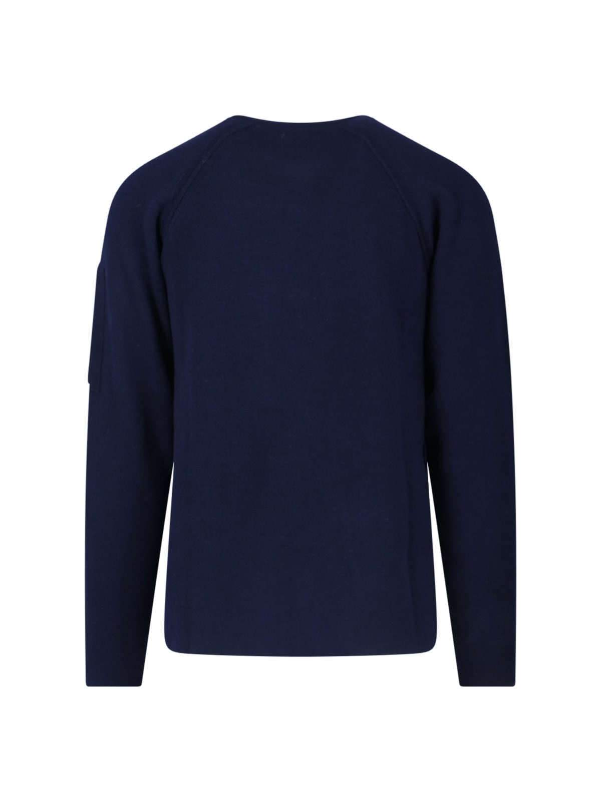 C.p. Company Crewneck Sweater With Arm Pocket And Raglan Sleeves In Blue