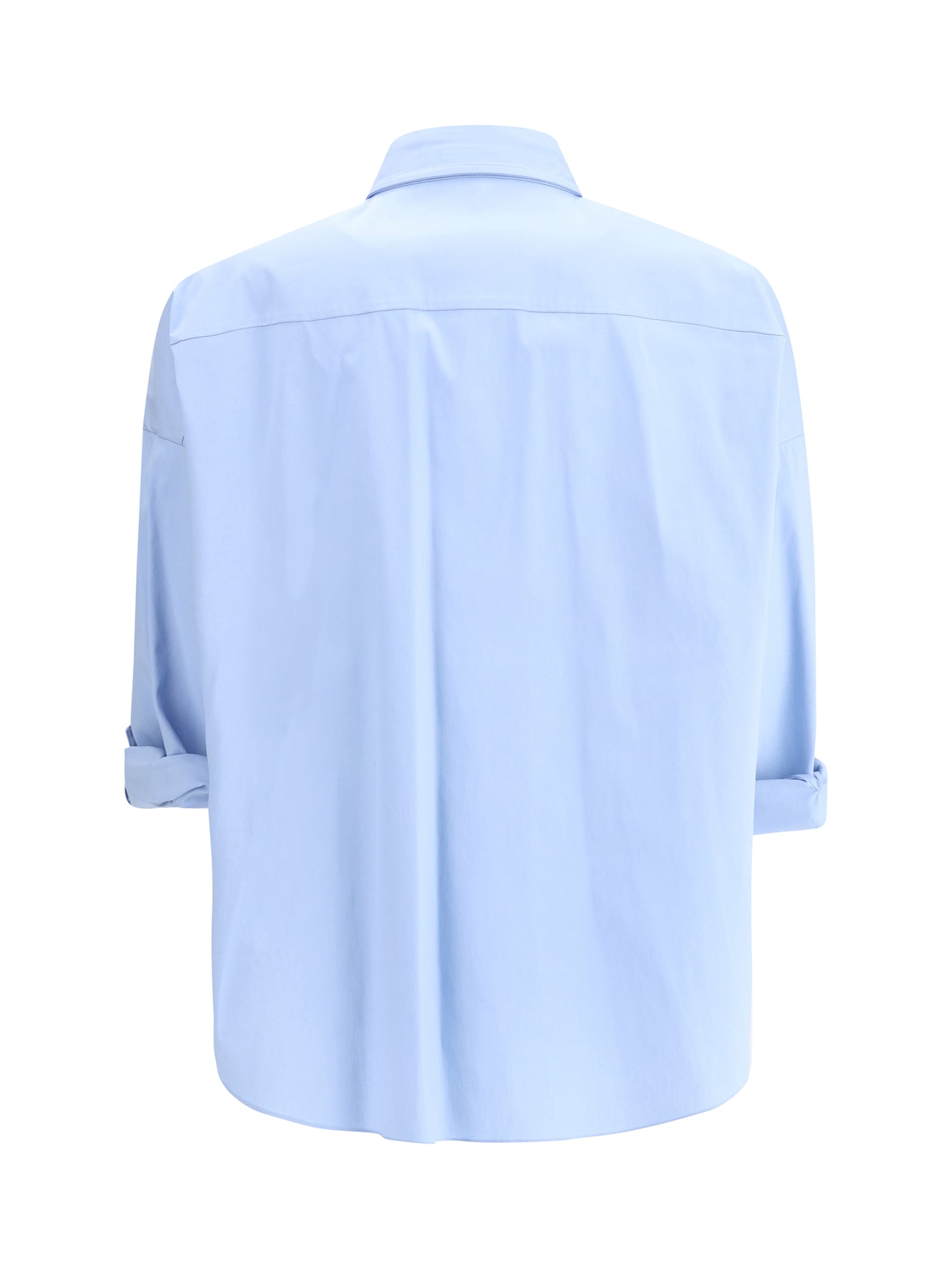 Brunello Cucinelli Oversized Light Blue Shirt With Monile Detail In Cotton Blend Woman In Celeste