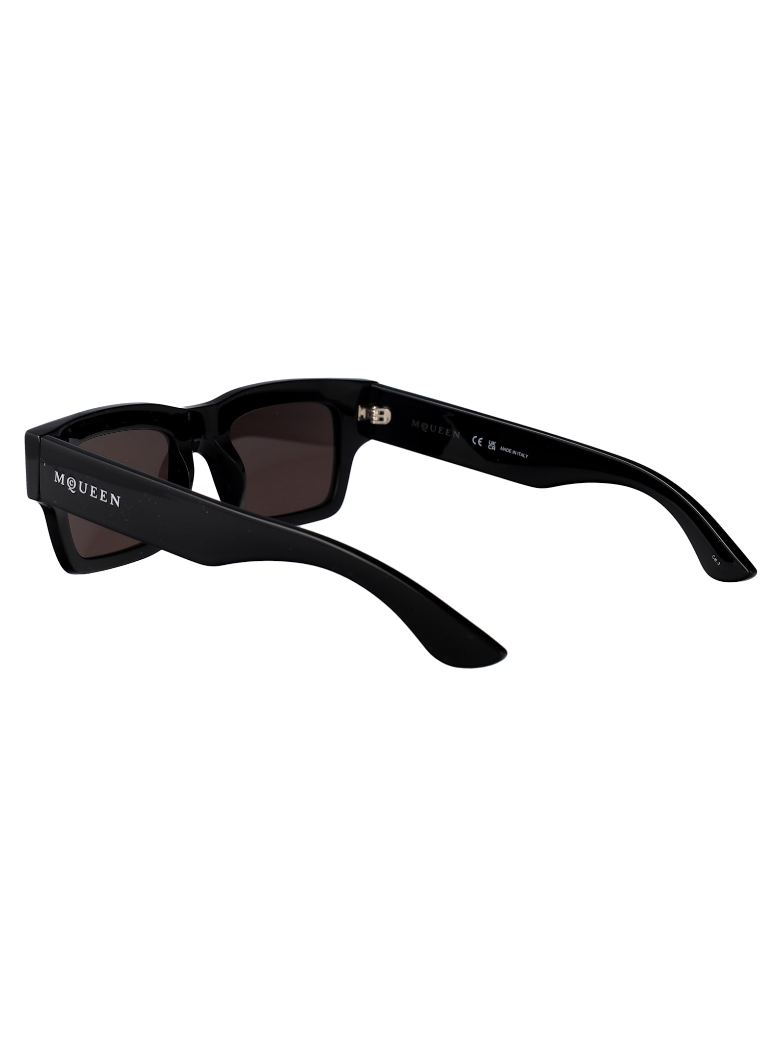 Alexander Mcqueen Black-black-grey Recycled Acetate Sunglasses In Black