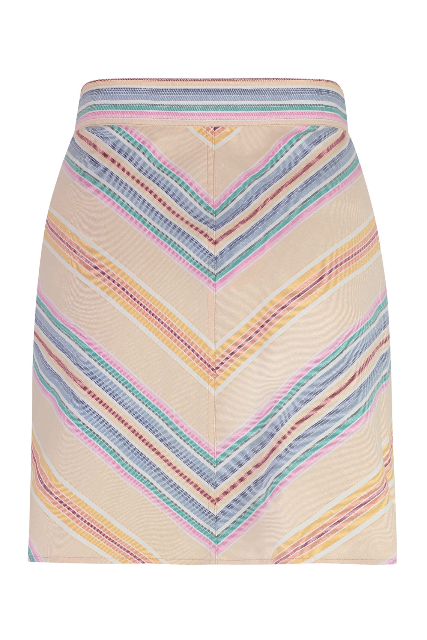 Shop See By Chloé Cotton And Linen Skirt In Multicolor