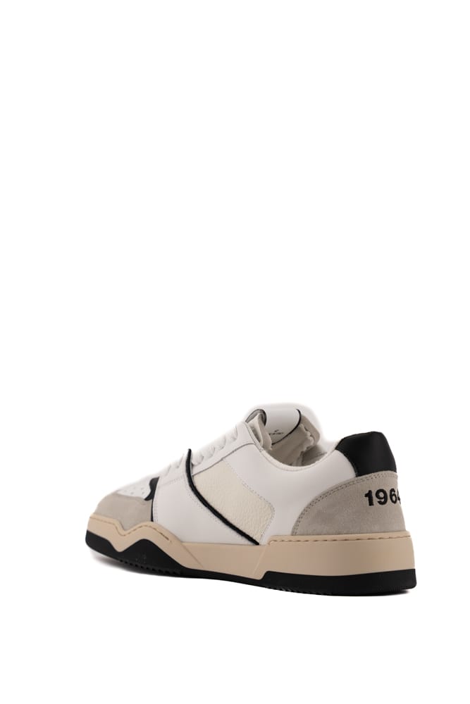 Shop Dsquared2 Spiker Leather Sneakers In Bianco+nero
