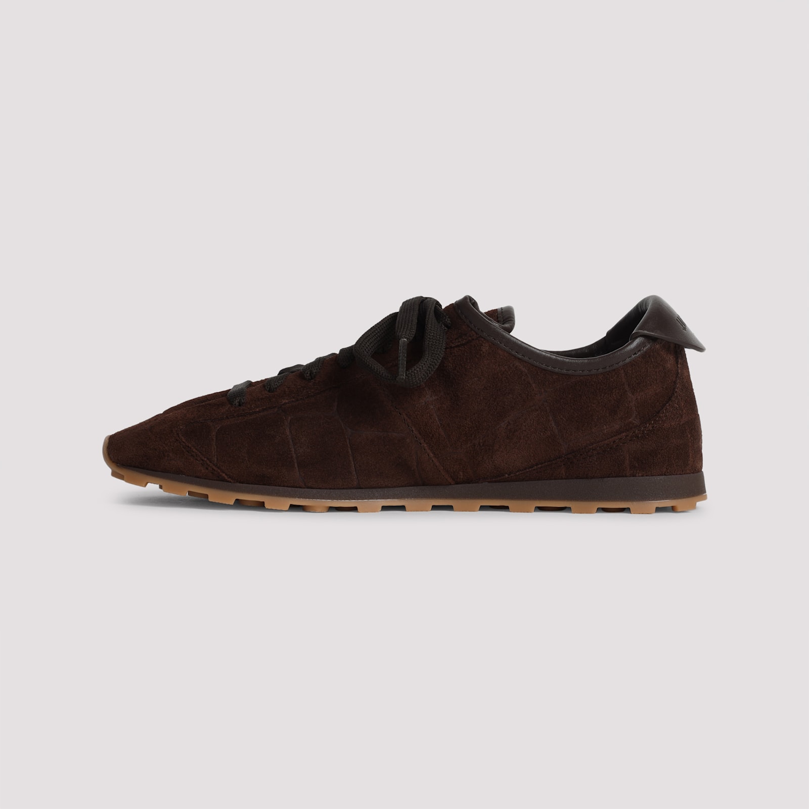 Jacquemus The Tennis Leather-trimmed Croc-effect Suede Sneakers In Brown