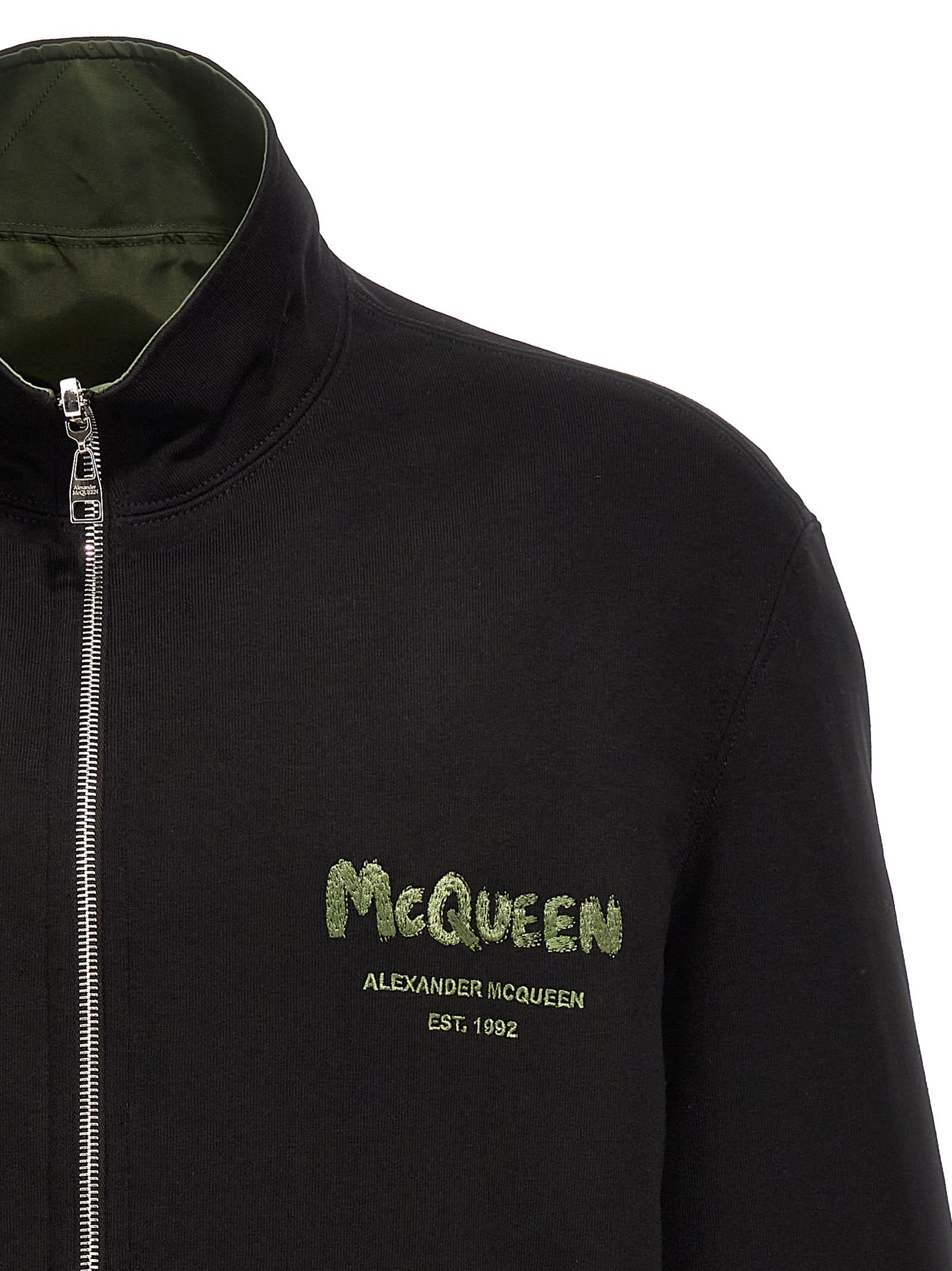 Alexander Mcqueen Reversible Bomber Jacket Casual Jackets And Parka In Black