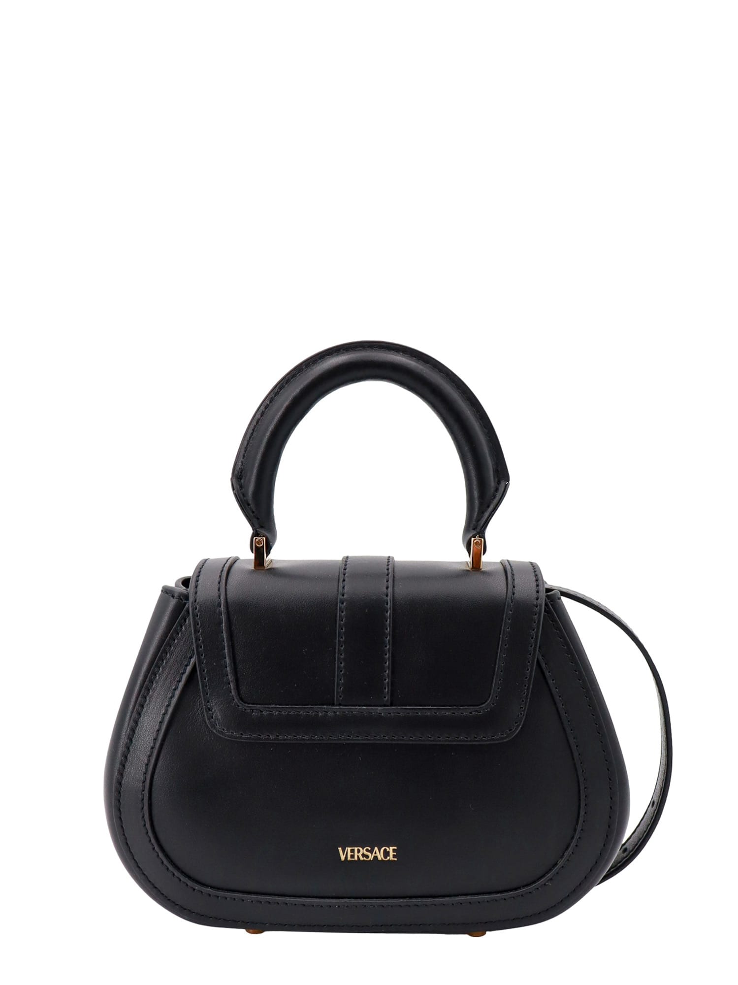 Shop Versace Greca Goddess Handbag In Black
