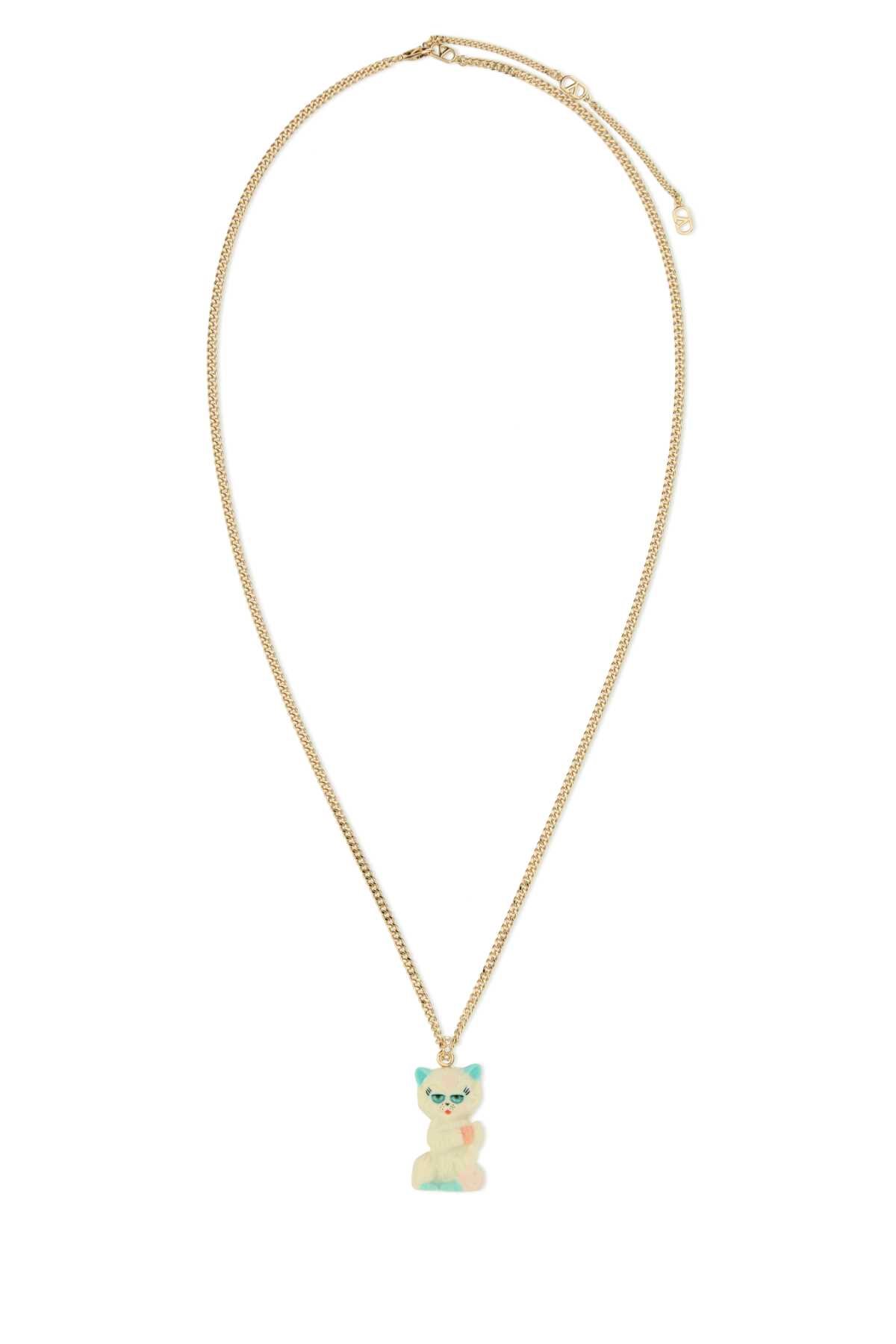 Valentino Multicolor Nylon And Metal Le Chat De La Maison Necklace In Multi