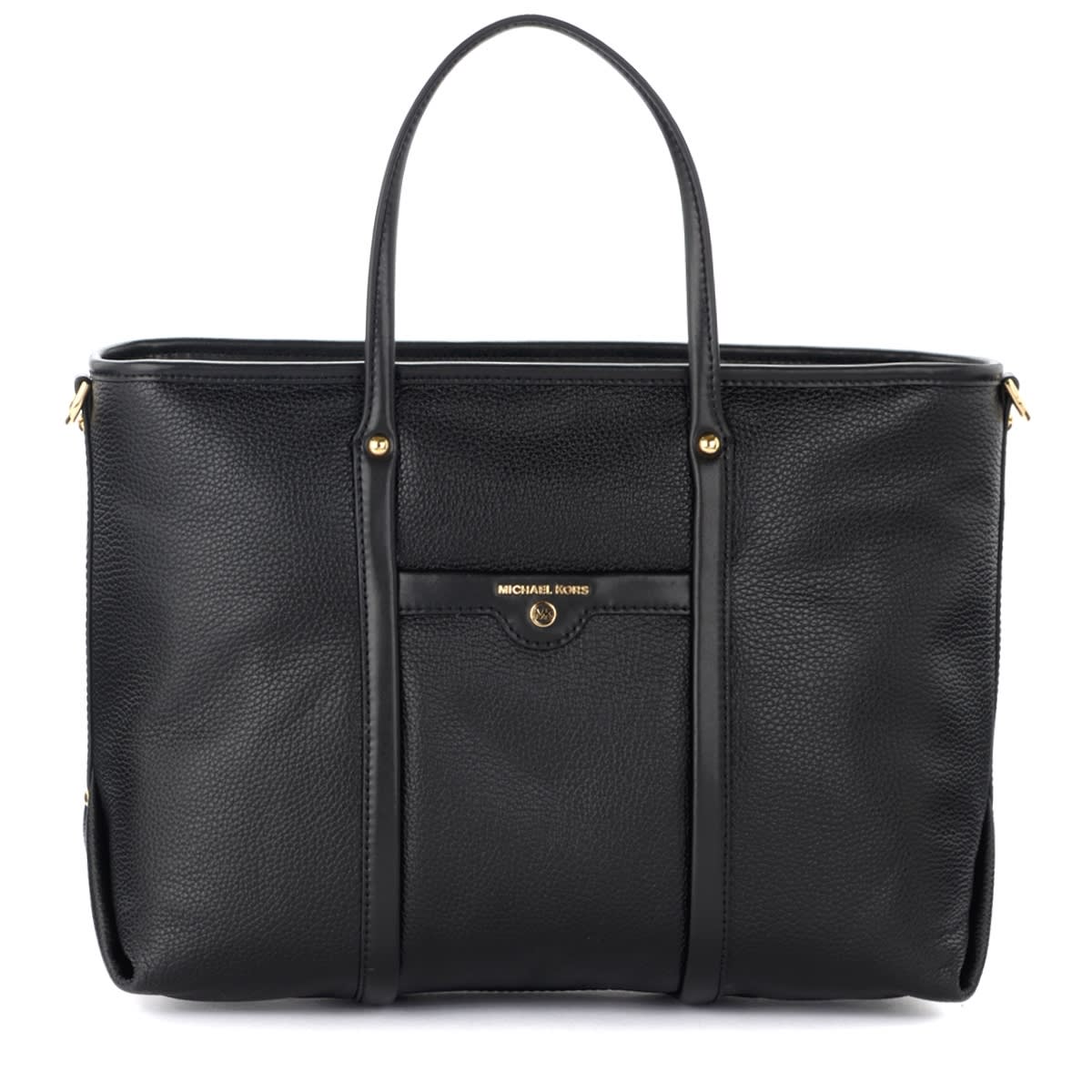 Michael Kors Beck Tote Bag In Black Grained Leather
