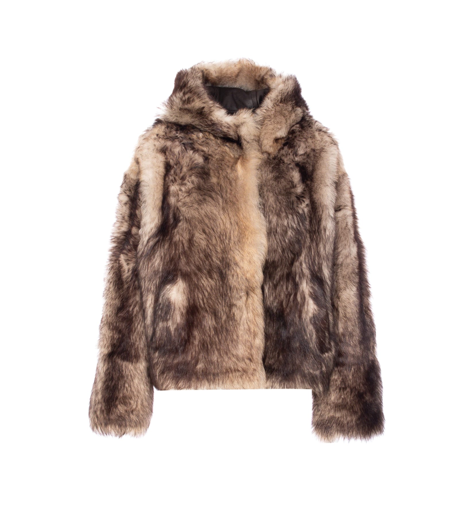 Yves Salomon Button-fastening Hooded Fur Jacket In Brown