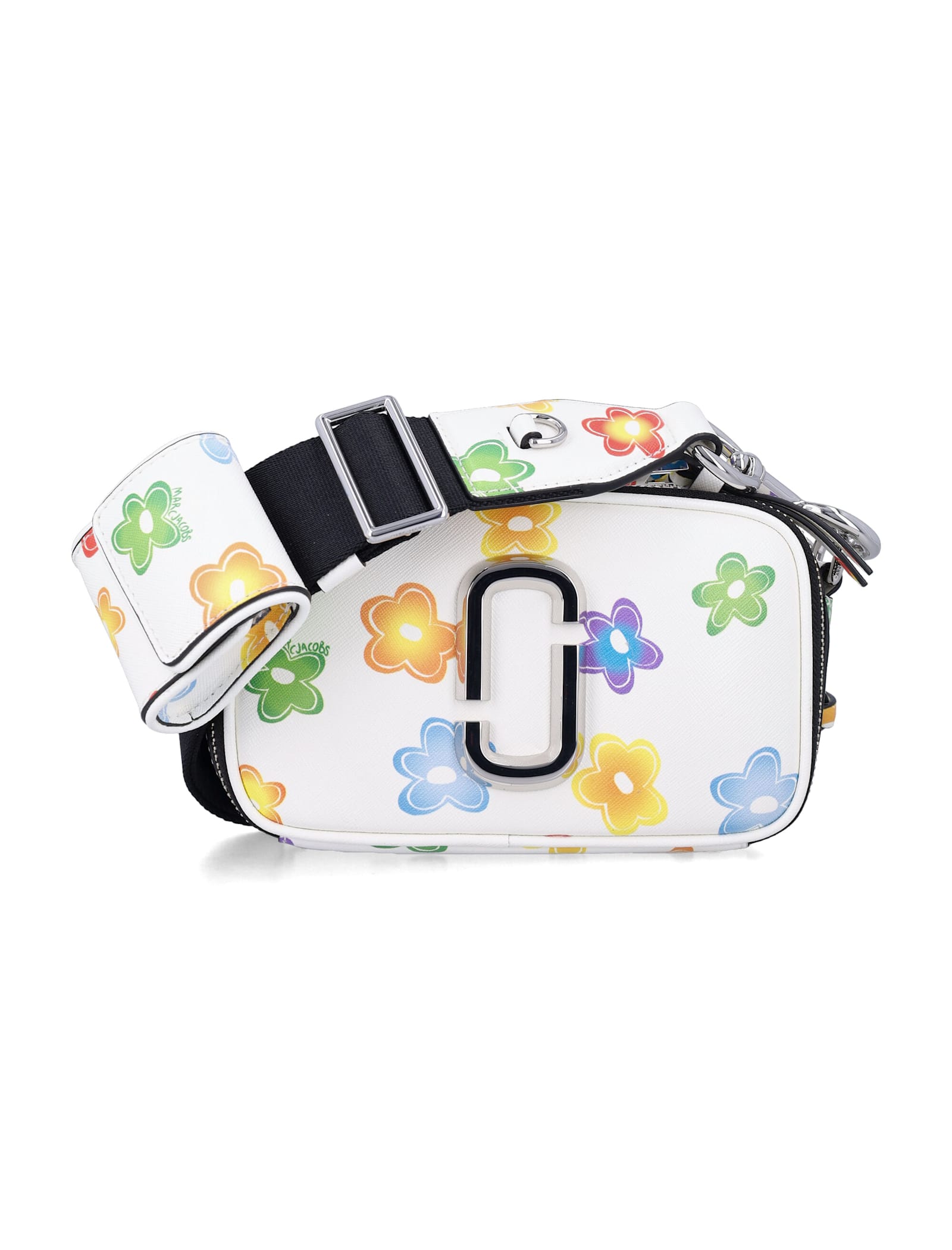 Marc Jacobs The Snapshot Daisy Print Leather Bag In White