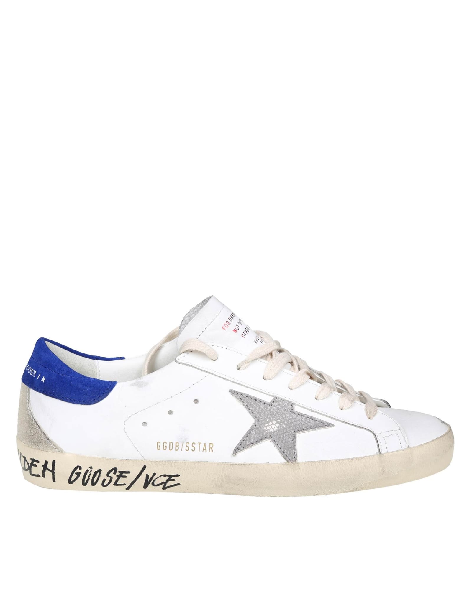 Shop Golden Goose Super Star Sneakers In White Leather In White/grey