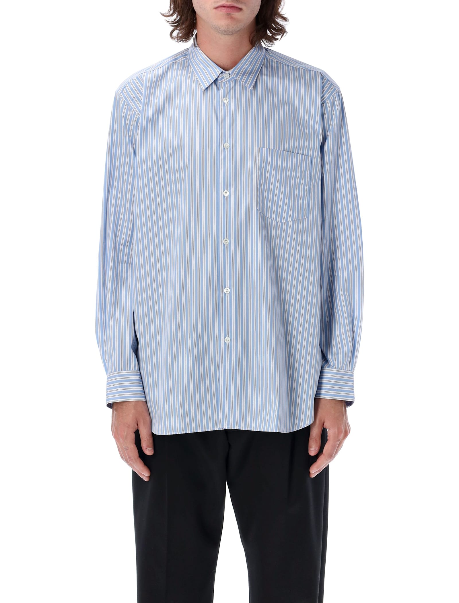 Shop Comme Des Garçons Shirt Stripes Shirt In Light Blue Stripes 121