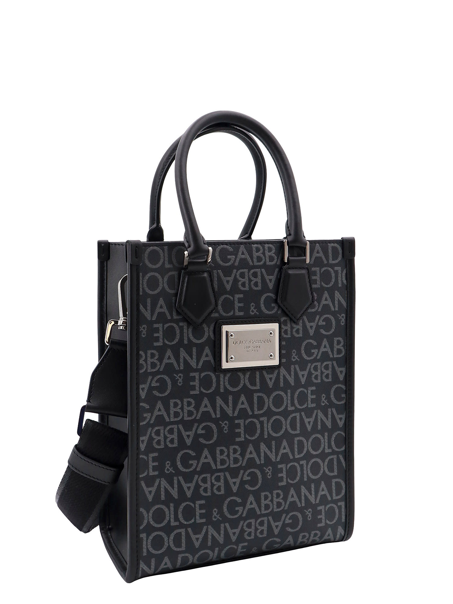Dolce & Gabbana Logo-print Cotton-blend Tote Bag In Blue
