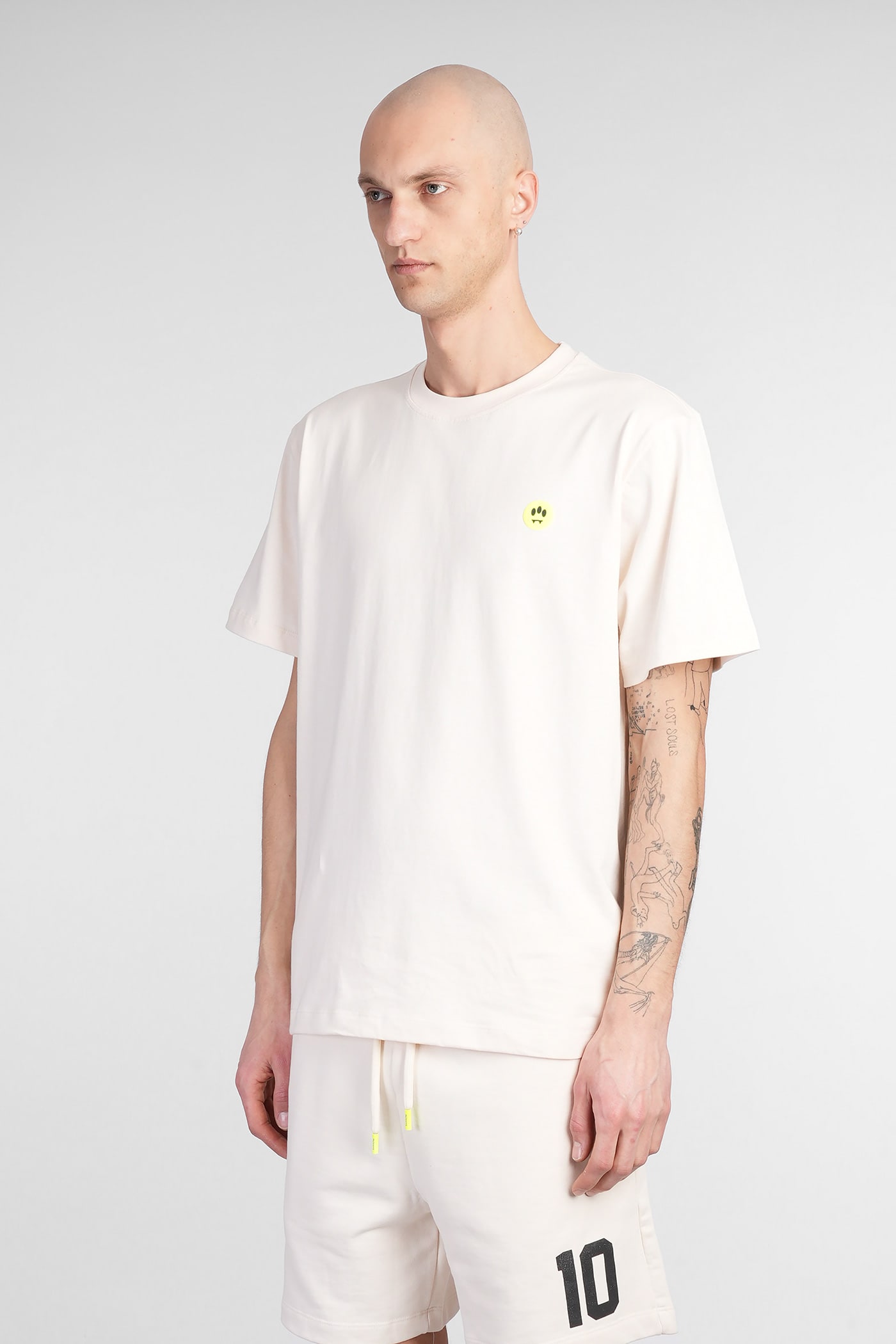 Barrow Iconic Smile T-shirt Crew Neck In Beige