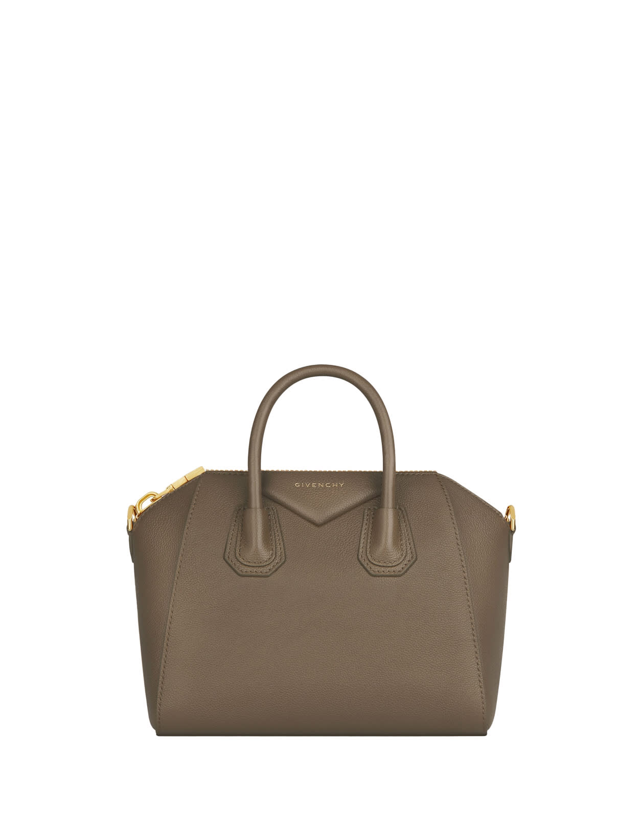 Shop Givenchy Antigona Small Bag In Taupe Full Grain Leather In Brown