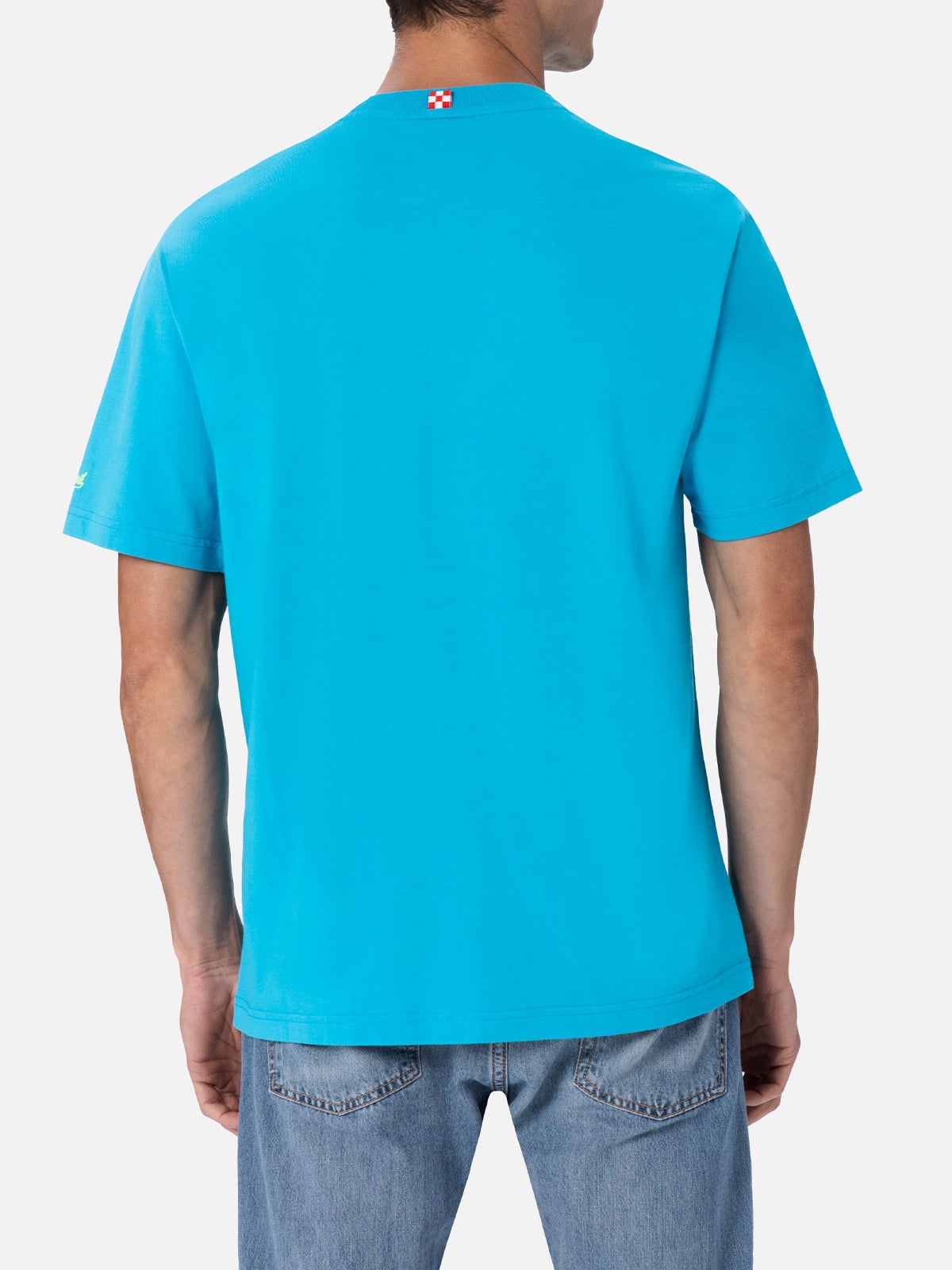 MC2 SAINT BARTH MAN COTTON T-SHIRT WITH LODOLA PLACED PRINT AND EMBROIDERY MARCO LODOLA SPECIAL EDITION
