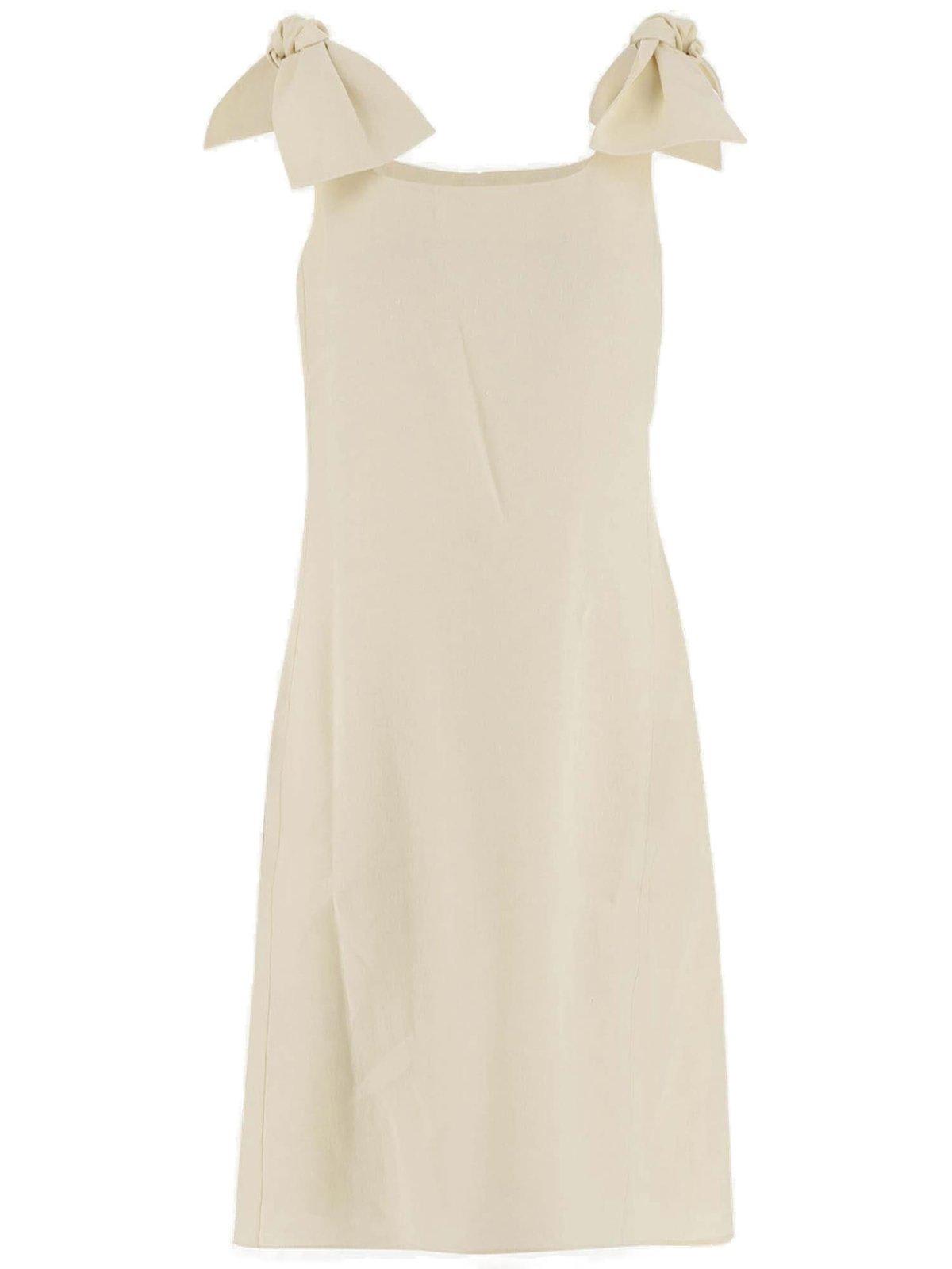 Shop Chloé Bow-detailed Sleeveless Dress In White