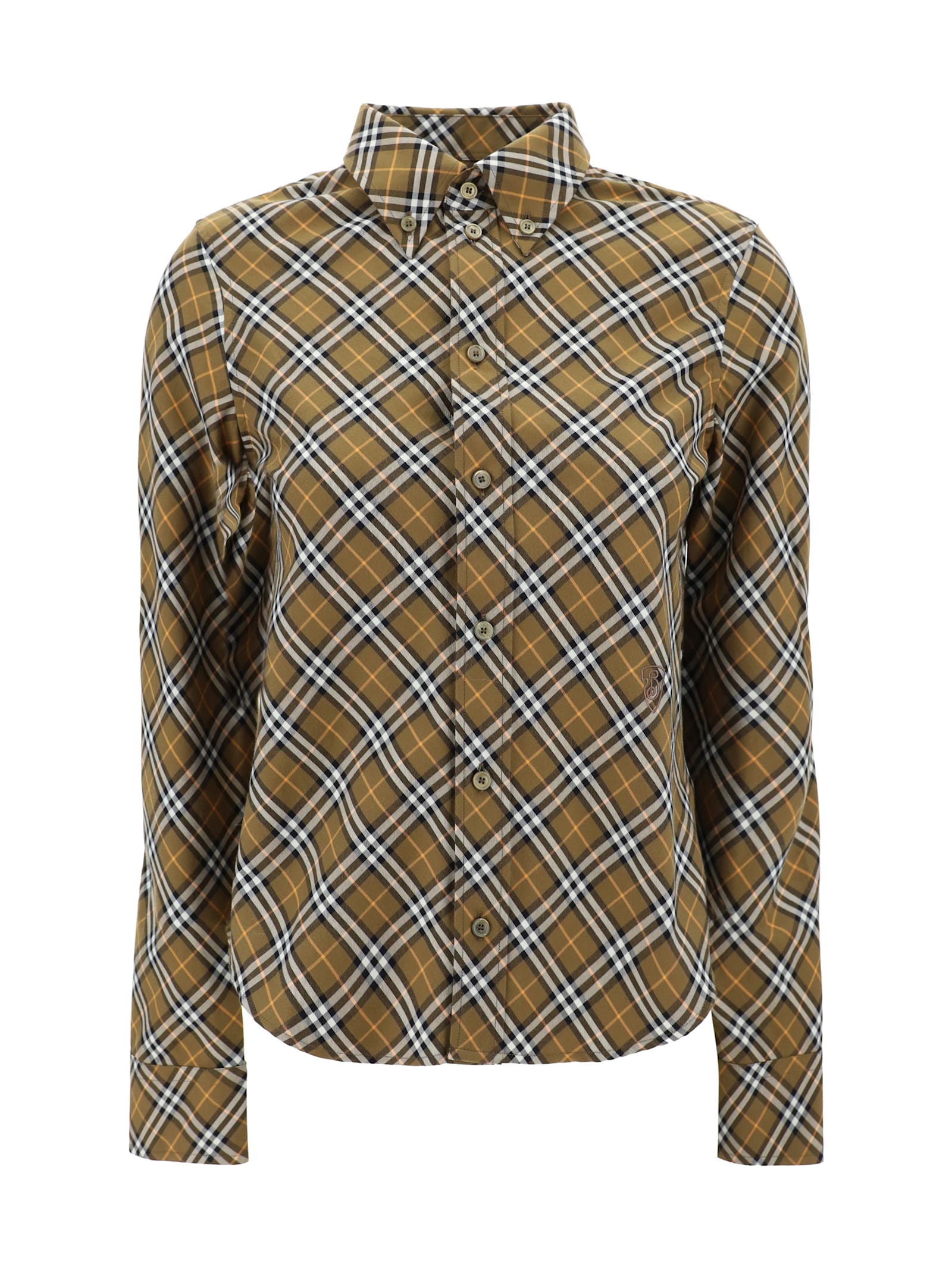 Burberry Ered Shirt With Button-down Collar In Green