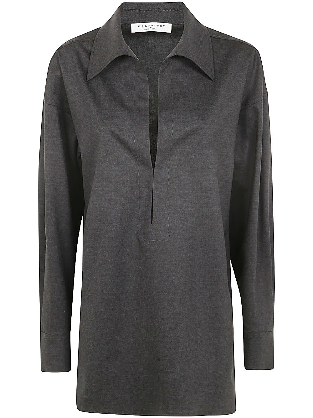 Shop Philosophy Di Lorenzo Serafini Tropical Wool Shirt In Grey