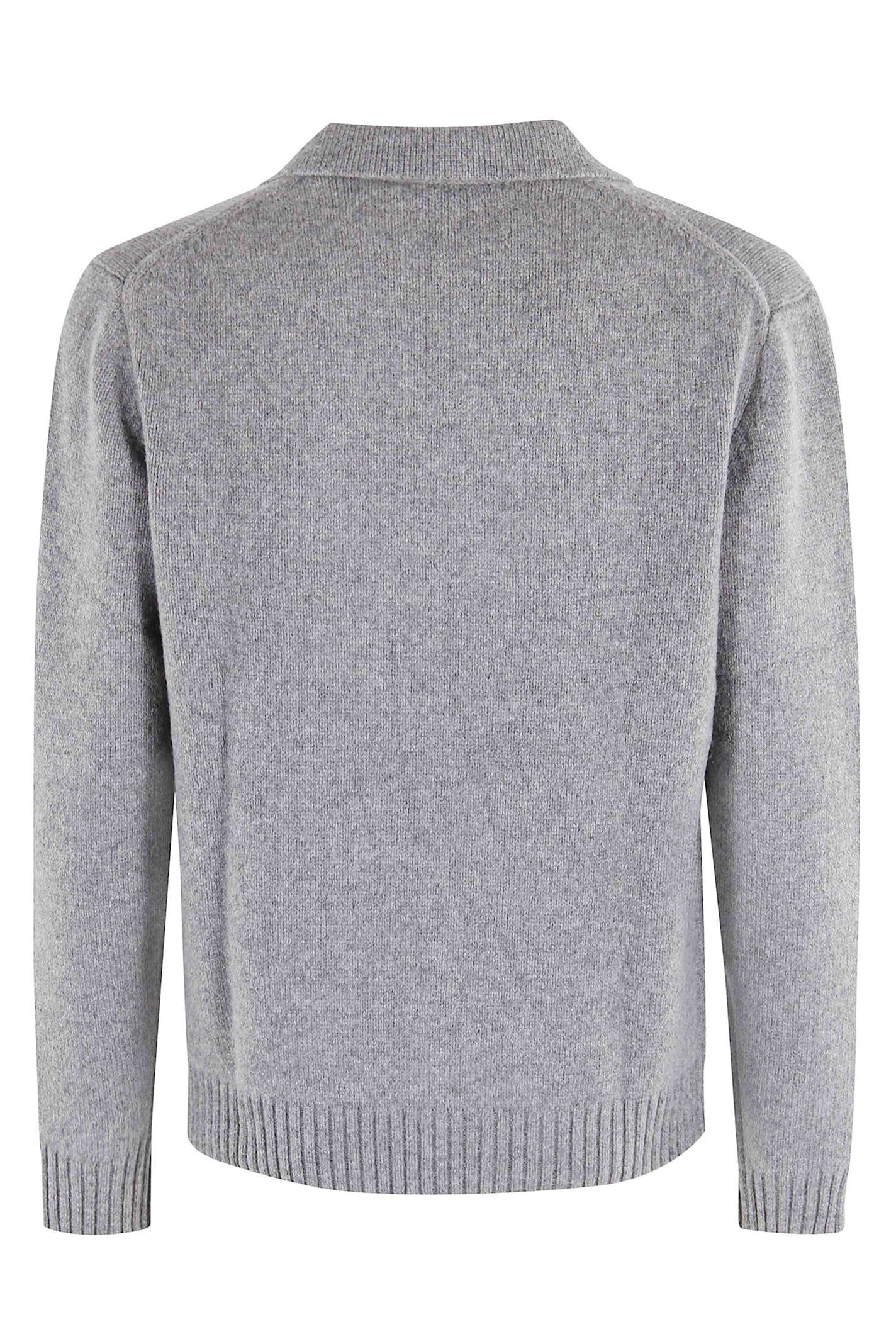 Aspesi Collared Long-slevees Polo Shirt In Gray