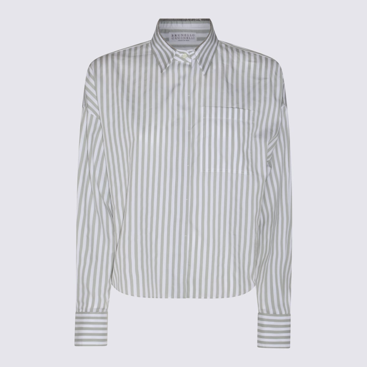 Shop Brunello Cucinelli White And Grey Cotton Shirt