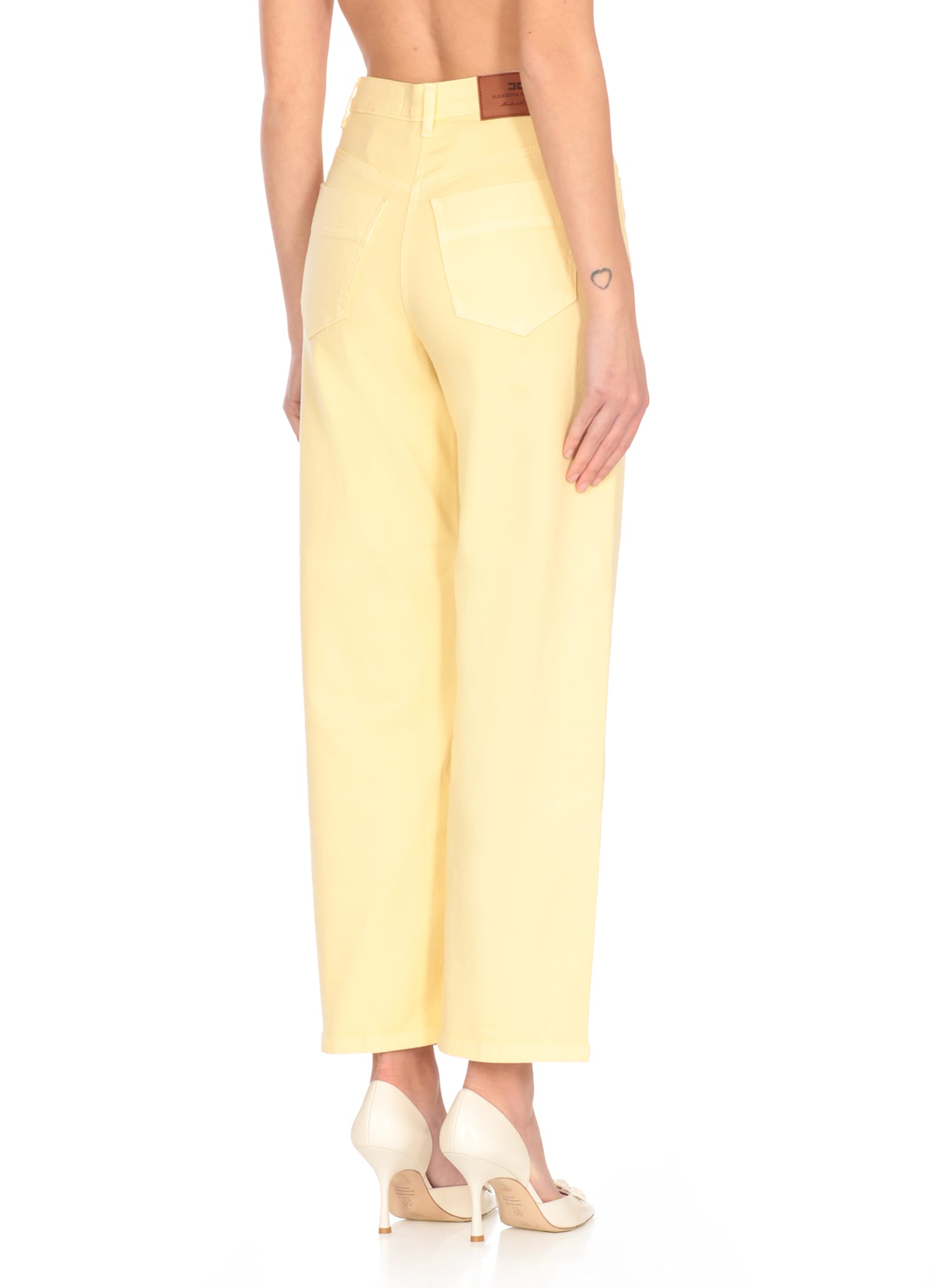 Elisabetta Franchi Cotton Jeans In Yellow