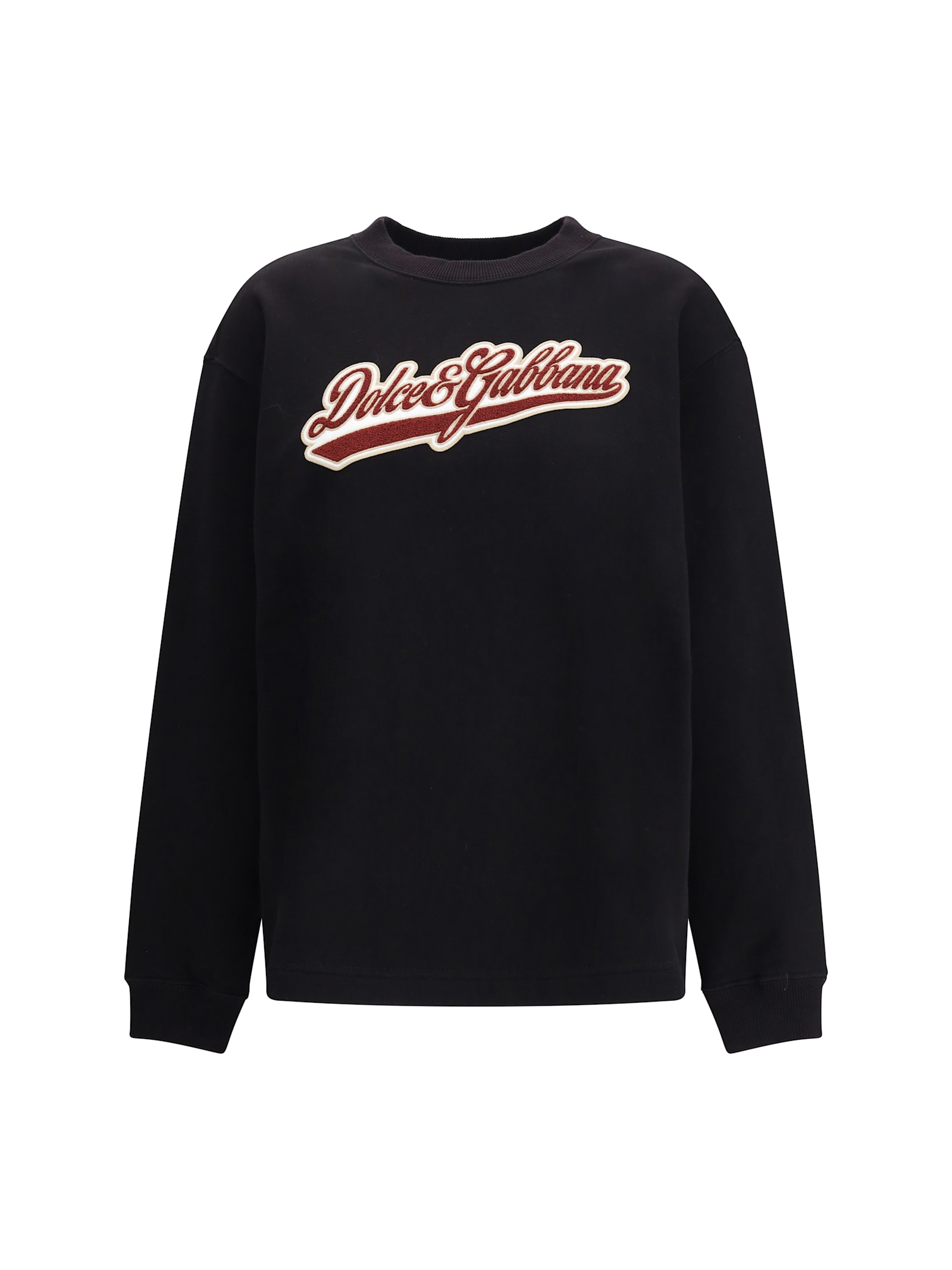 Dolce & Gabbana Cotton Sweatshirt With Patch In Black