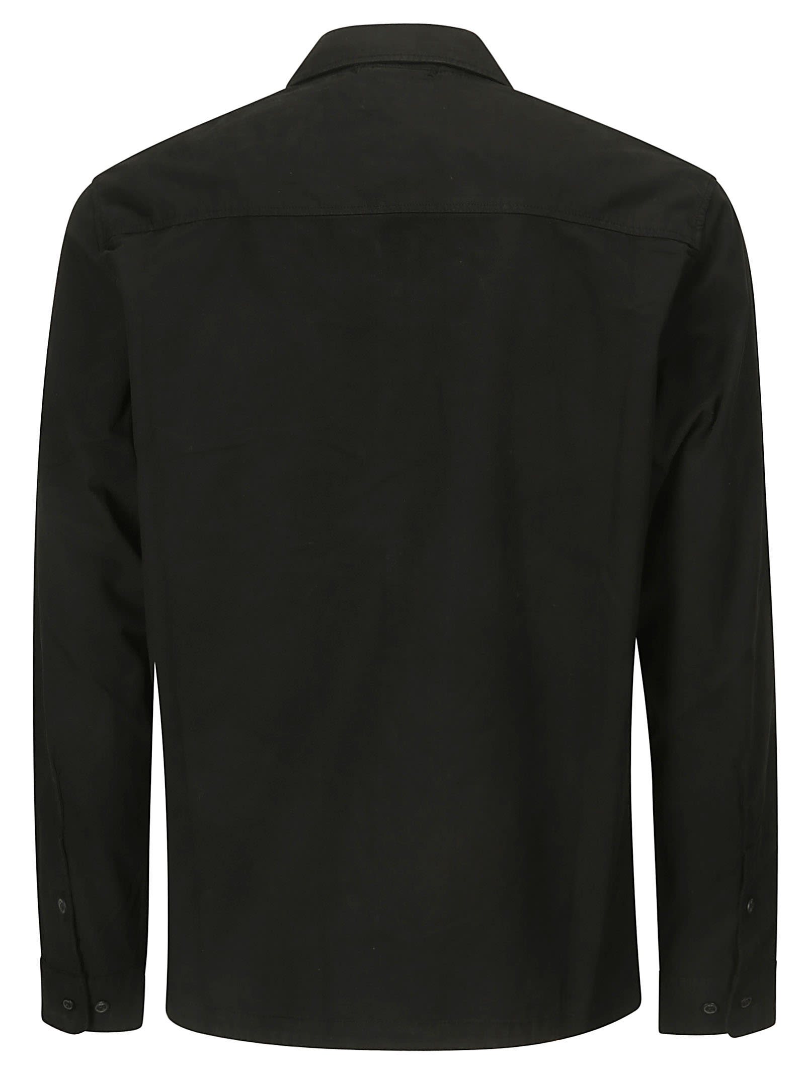 Shop C.p. Company Organic Gabardine Zipped Overshirt In Black