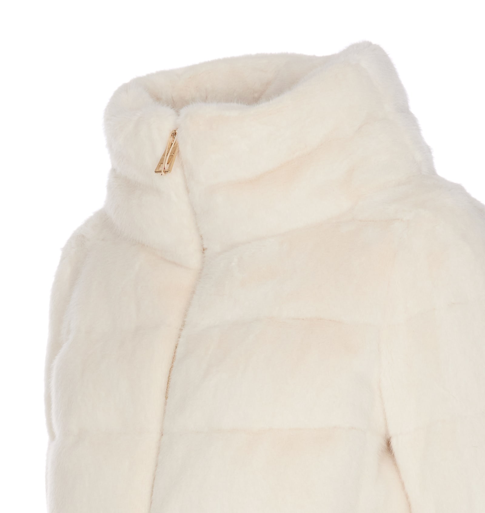 Shop Herno Fur Effect Cape Down Jacket In White