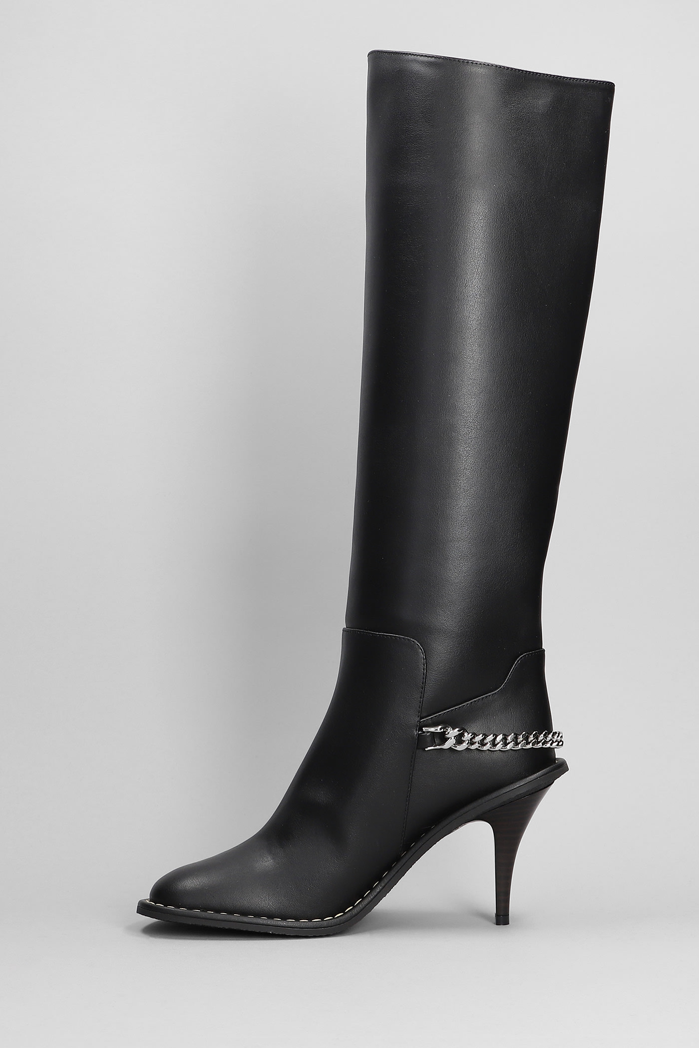 Stella Mccartney Black Ryder Knee-high Stiletto Boots For Women In Black