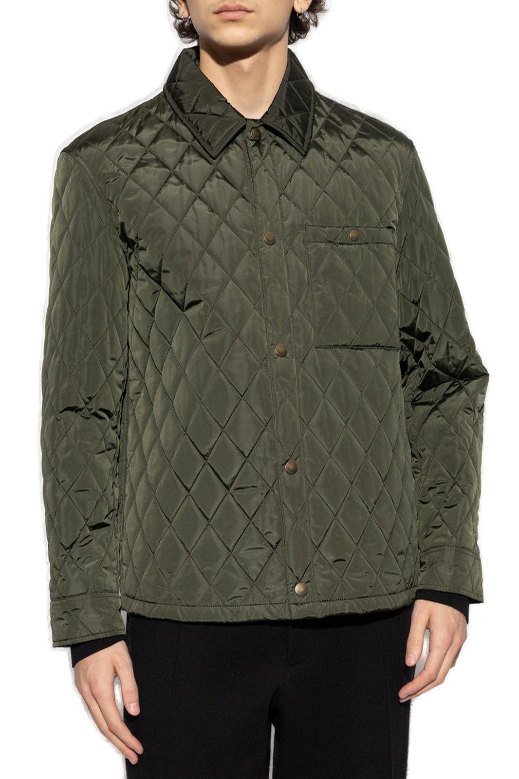 Burberry Long Sleeved Quilted Padded Jacket In Shale