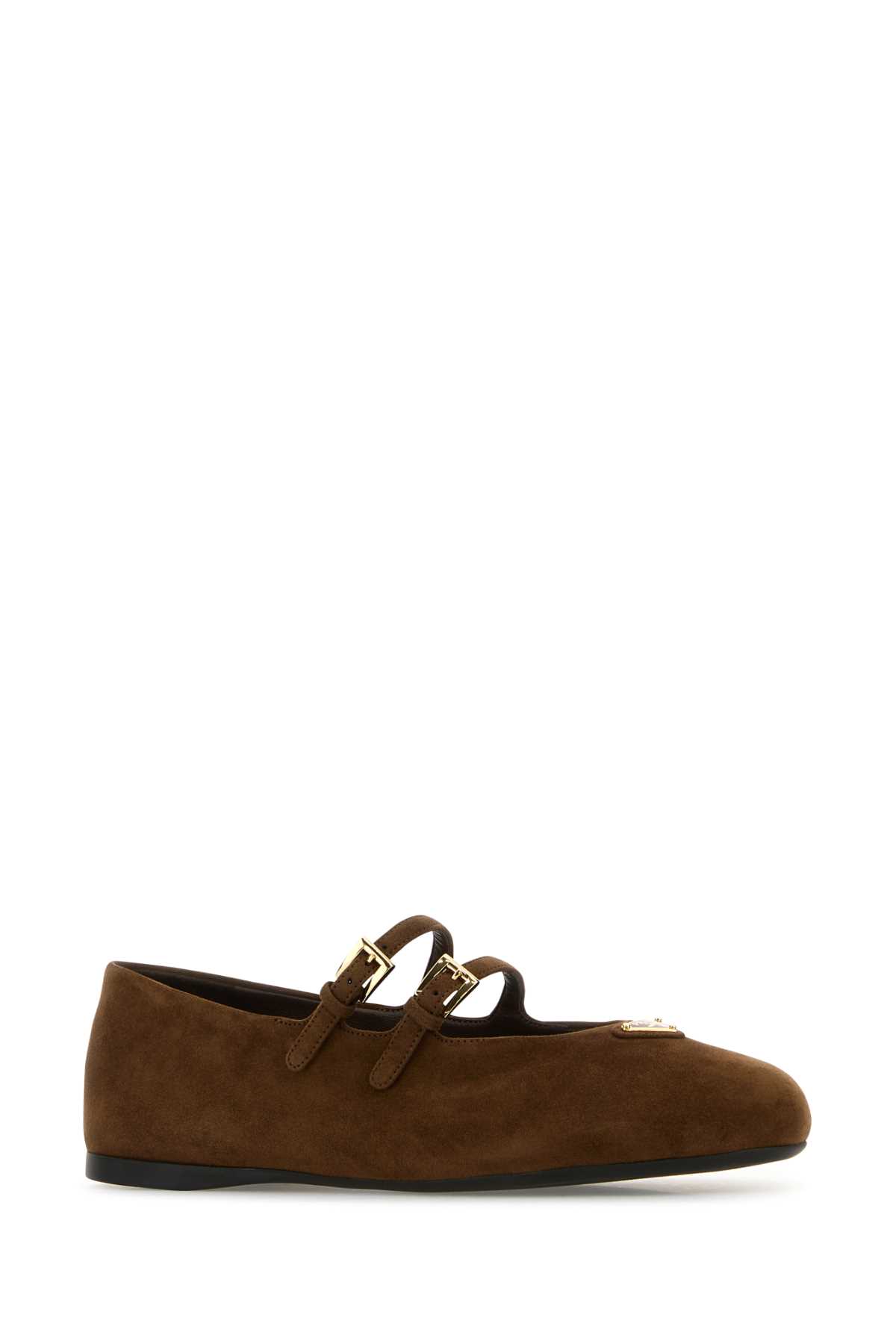 Prada Suede Ballerinas With Flat Sole And Round Toe In Burgundy