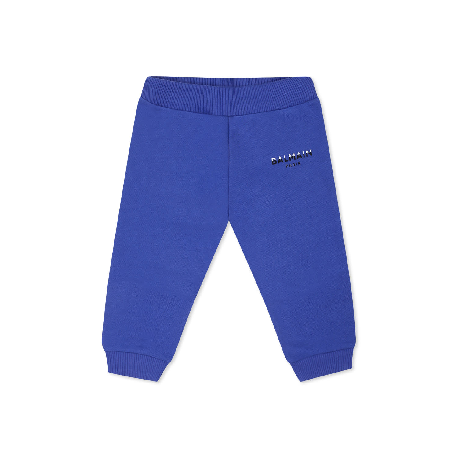 BALMAIN LIGHT BLUE TROUSERS FOR BABYKIDS WITH LOGO
