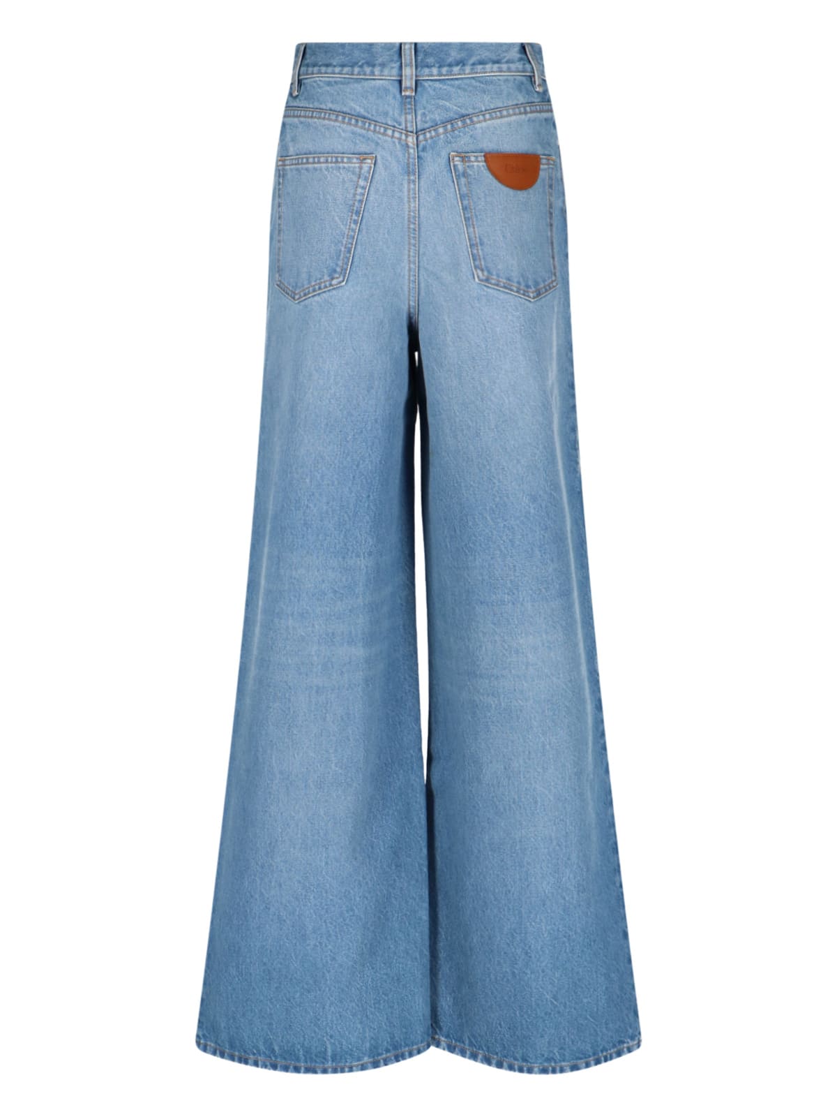 Chloé High-rise Wide-leg Trousers Belt Loops In Blue
