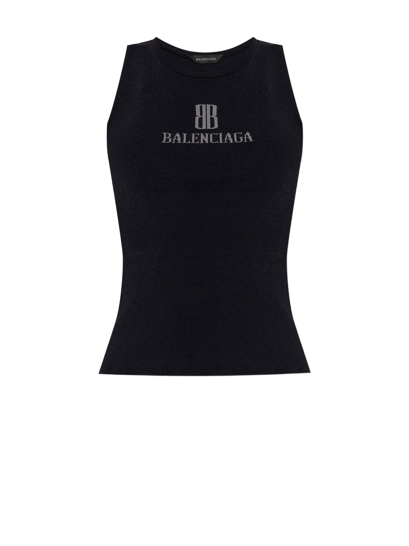 Balenciaga Women Logo Tank Top In Black
