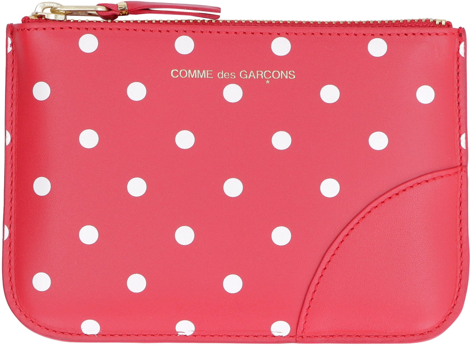 Comme Des Garçons Logo Detail Flat Leather Pouch In Red