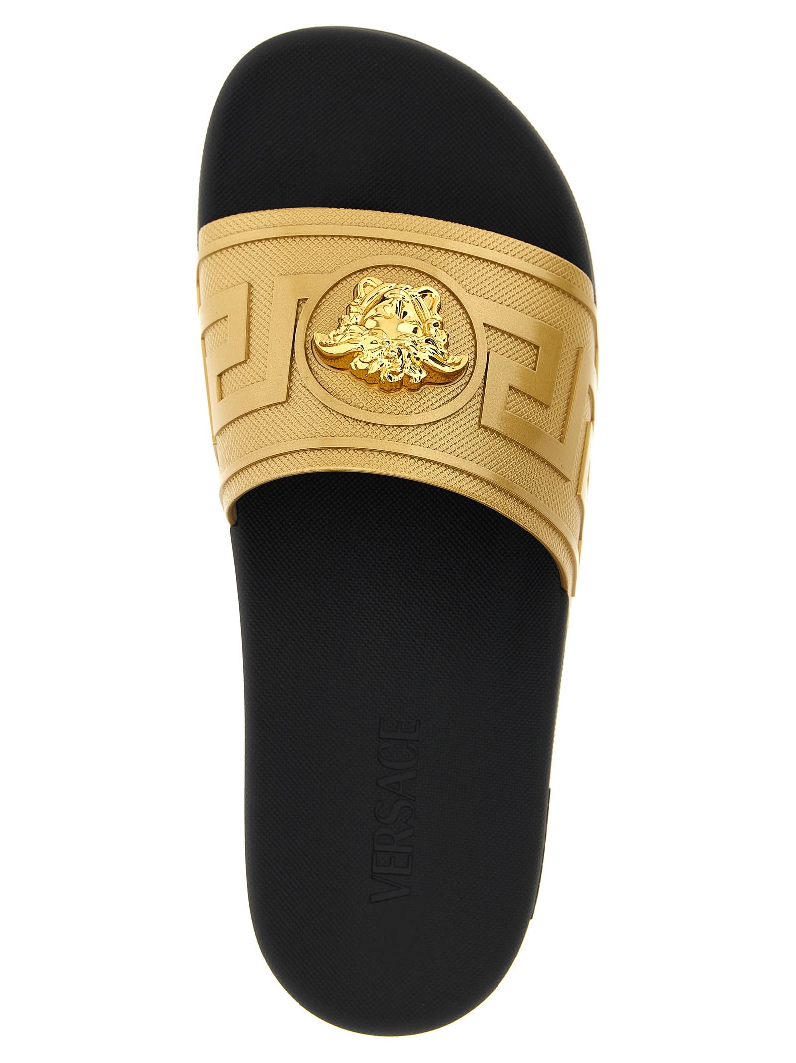 Versace La Medusa Slides In Gold