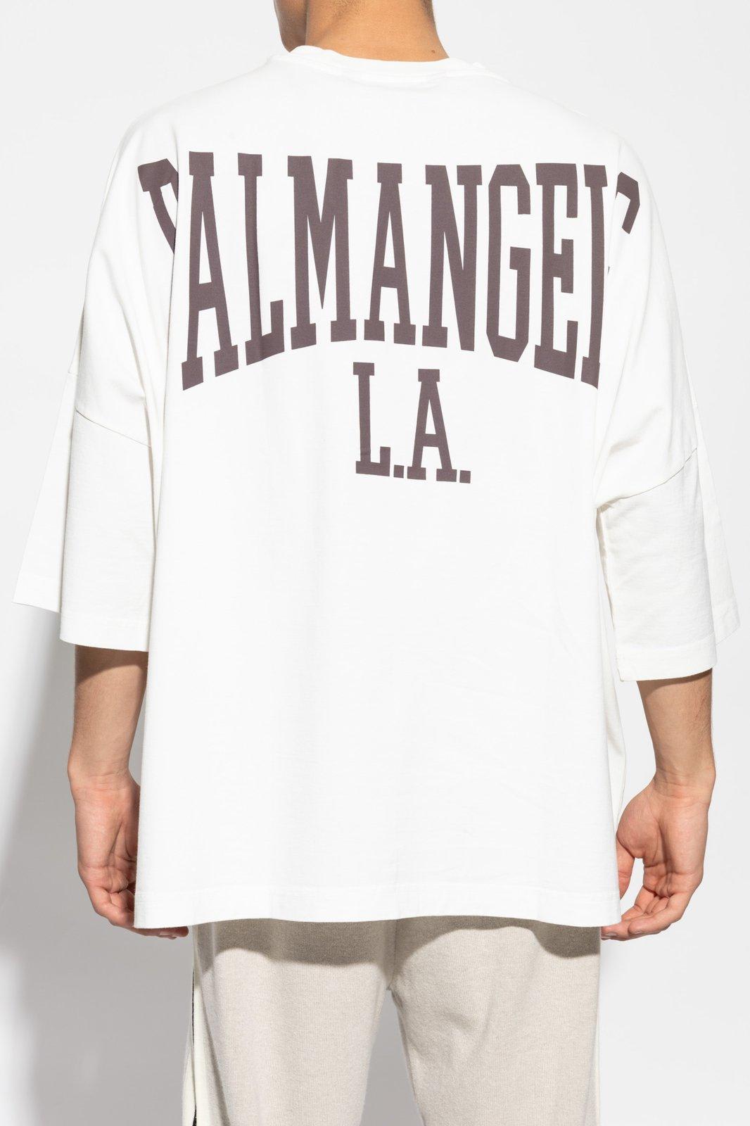 Shop Palm Angels Logo Printed Oversize T-shirt In Off White Plum