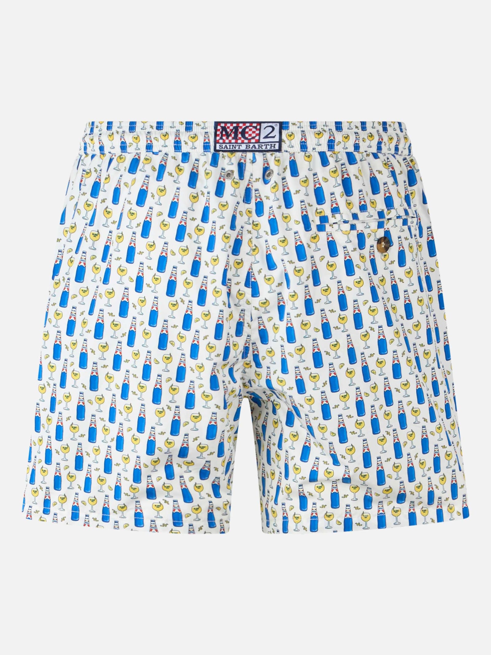 MC2 SAINT BARTH MAN LIGHTWEIGHT FABRIC SWIM SHORTS WITH BLANC 1664 PRINT BLANC 1664 SPECIAL EDITION