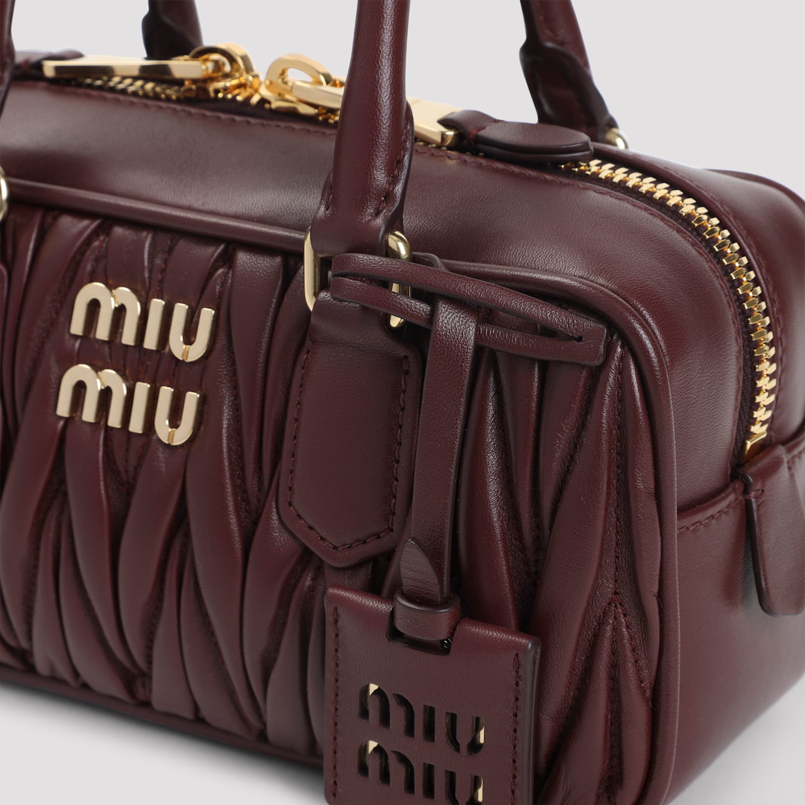 Miu Miu Lamb Leather Quilted Shoulder Bag In Burgundy