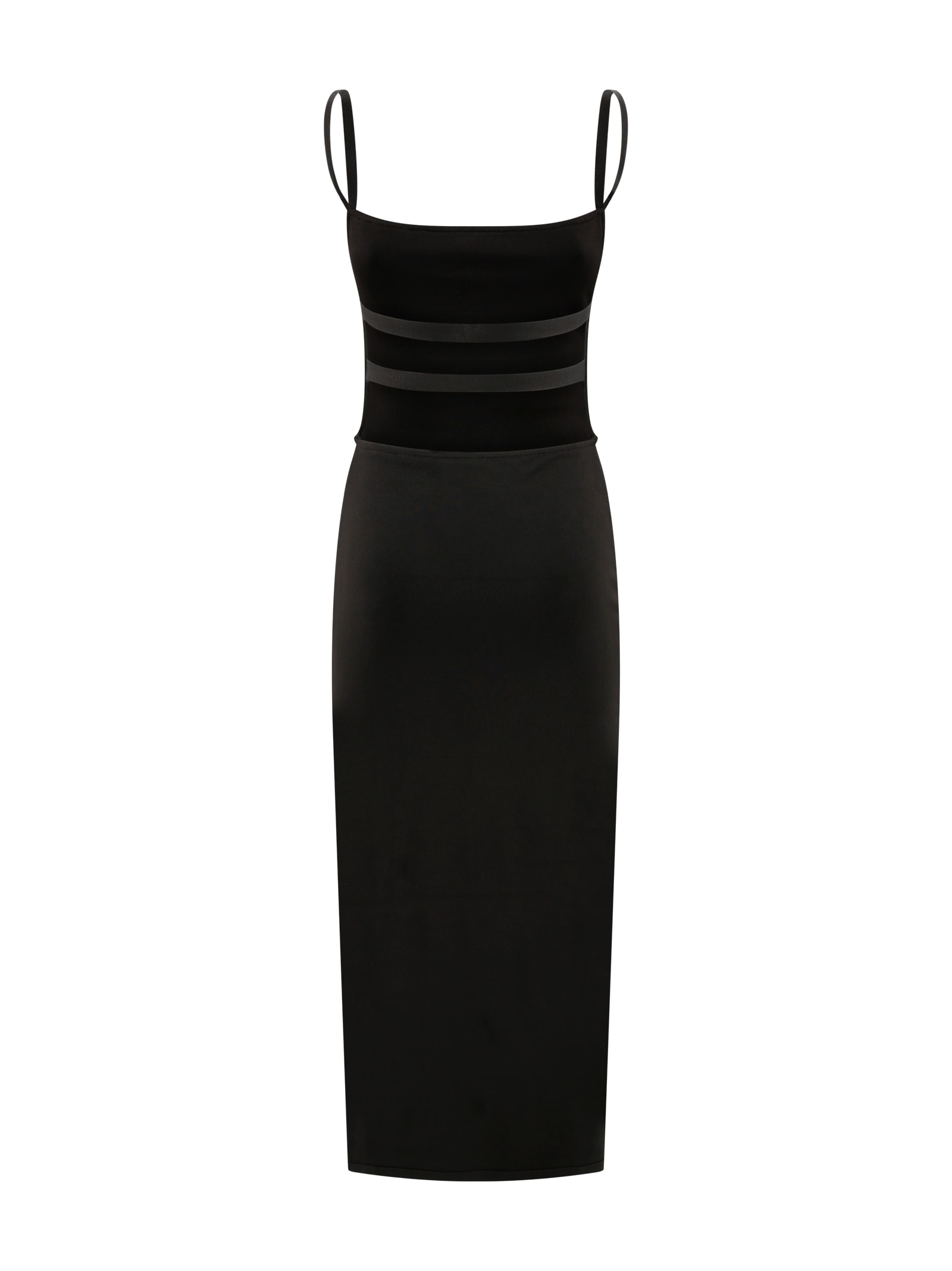 Philosophy Di Lorenzo Serafini Form-fitting Midi Dress With Unique Cut-out Detail In Black