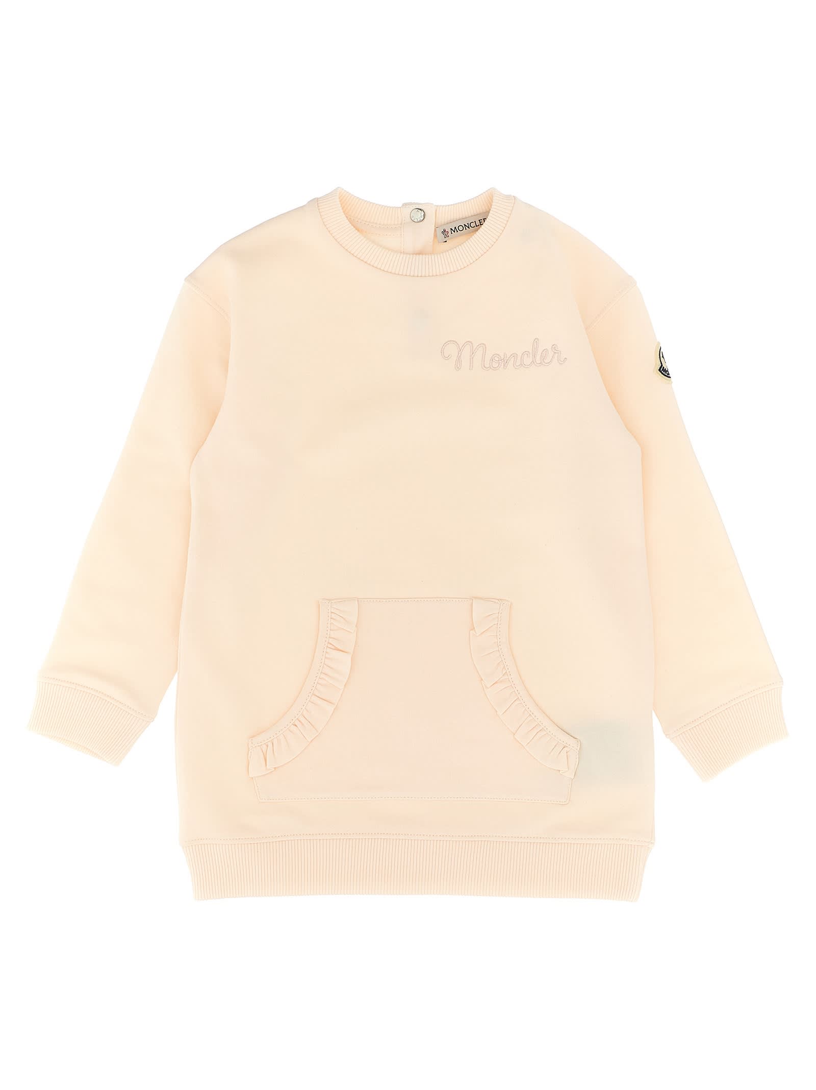 Moncler Logo Embroidery Dress In Yellow