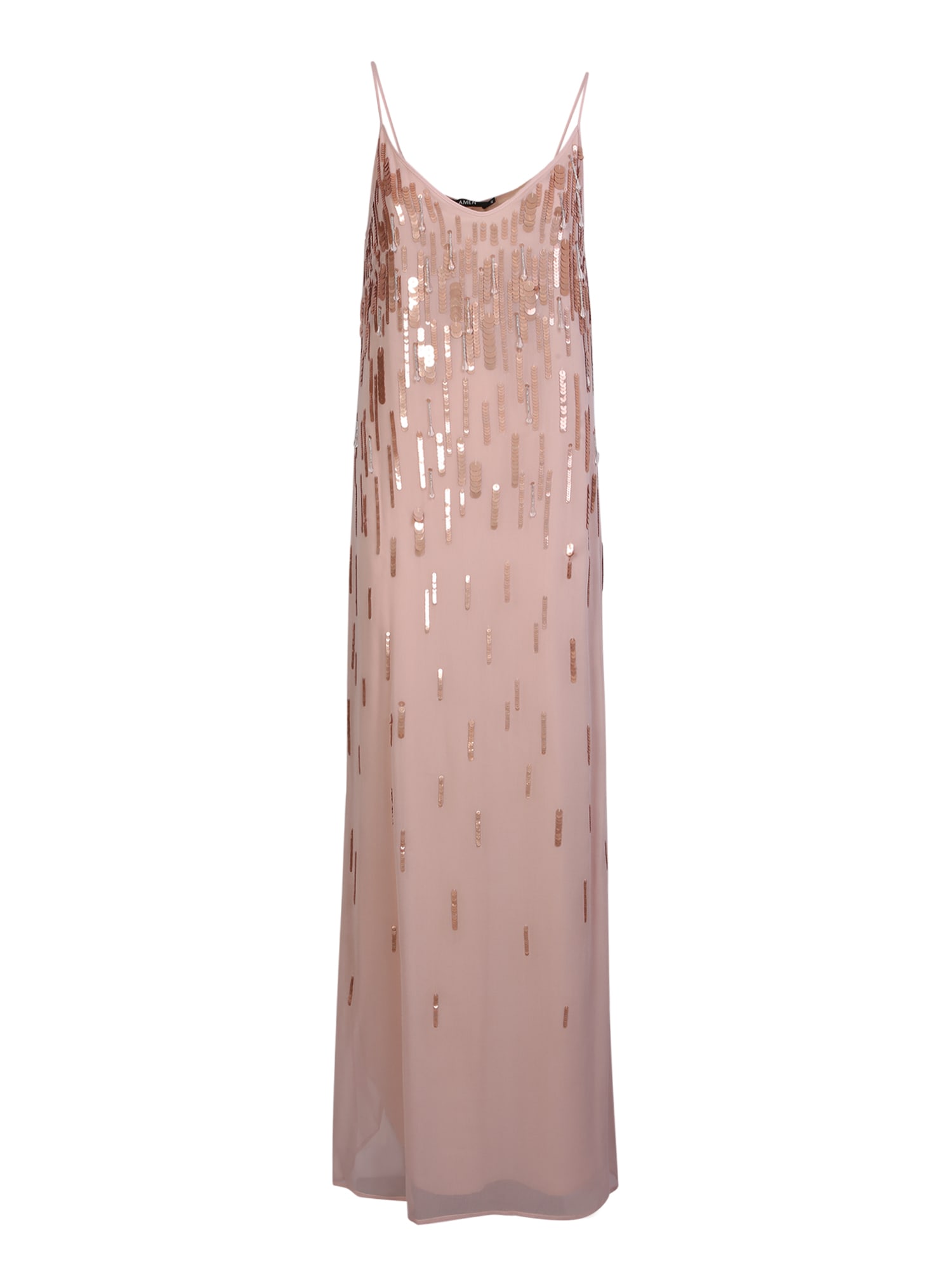 AMEN SEQUIN EMBROIDERED LONG DRESS PINK