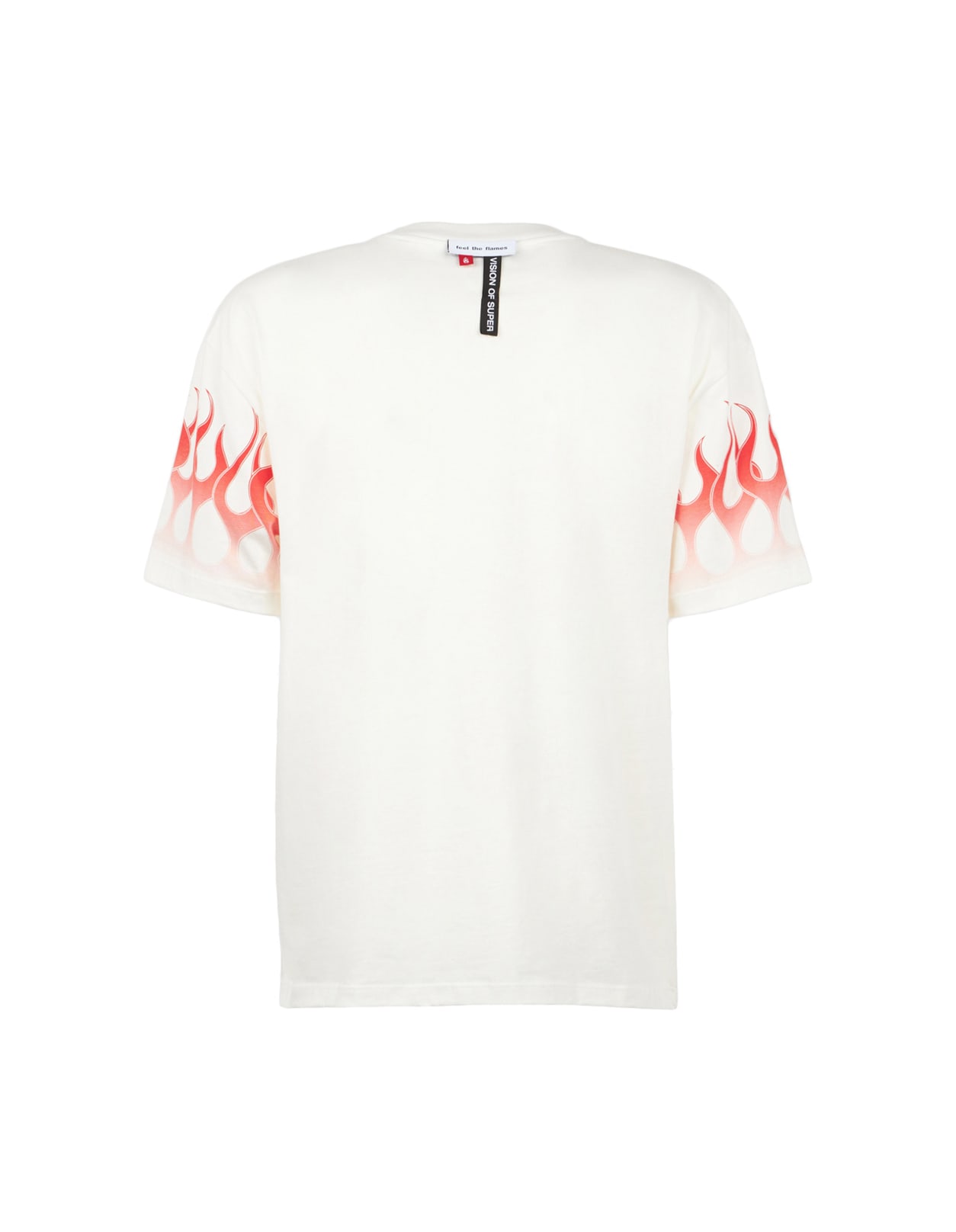 Shop Vision Of Super White T-shirt With Red Flames