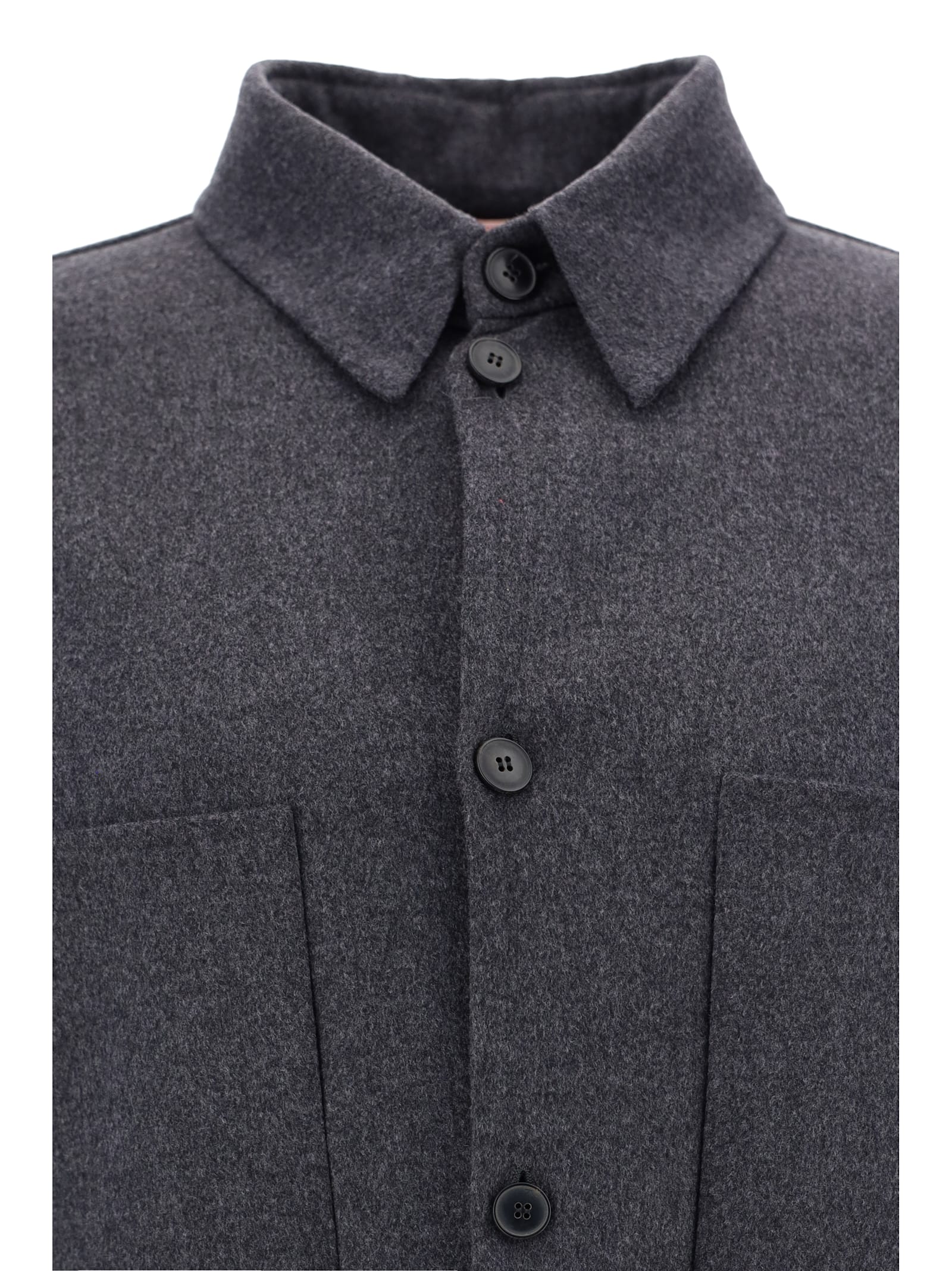 Shop Valentino Shirt Jacket In Grigio Melange