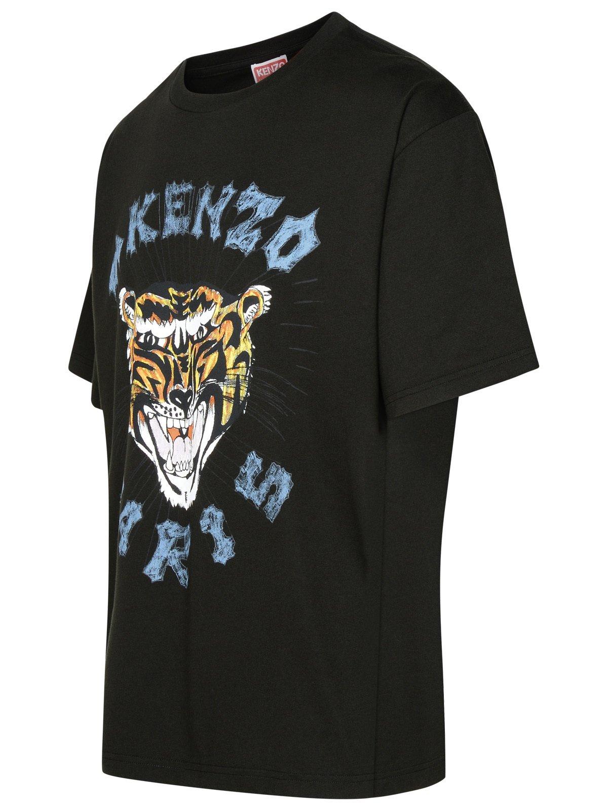 Shop Kenzo Logo Detailed Crewneck T-shirt In Black