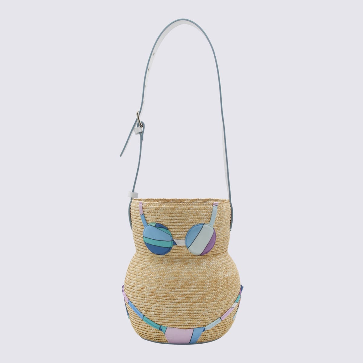 Shop Pucci Beige Top Handle Bag In Naturale+celeste/bia